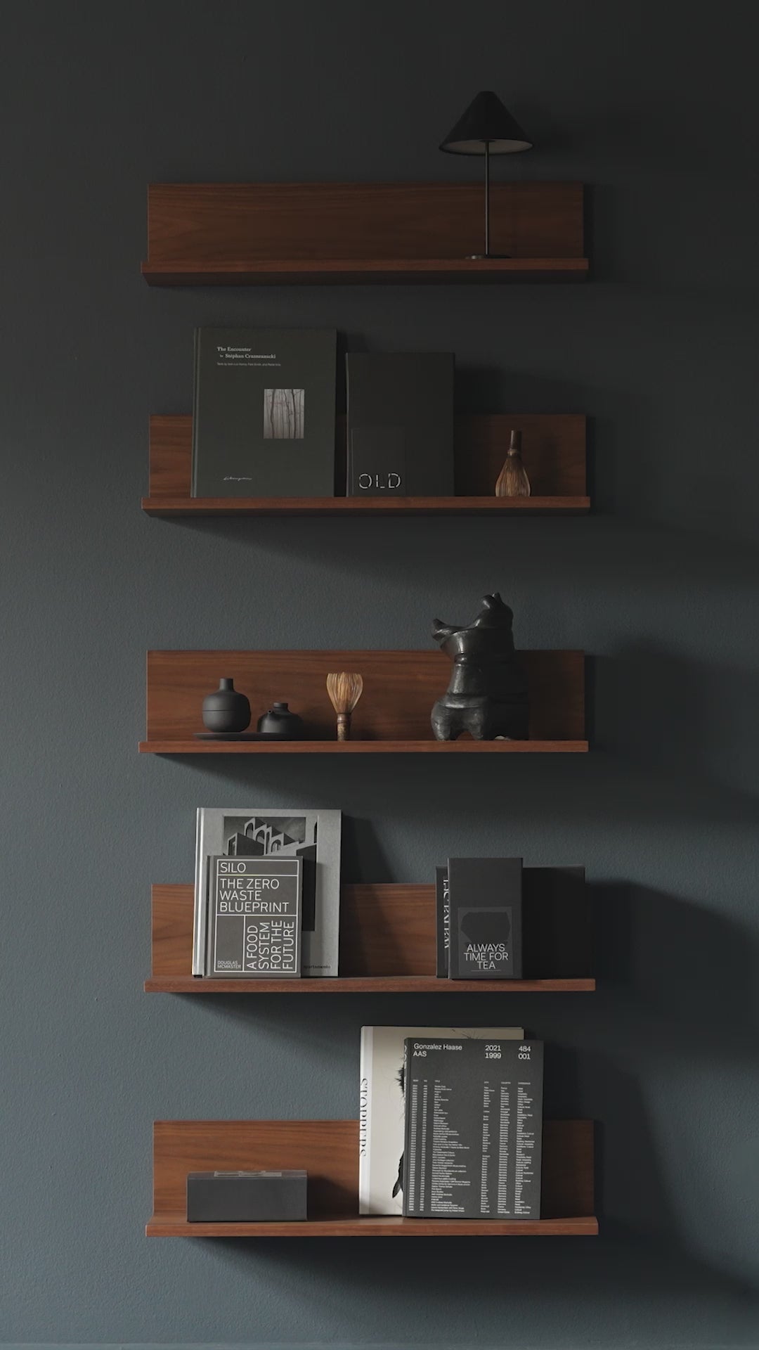 Półka ścienna TANA czarny fornir dębowy