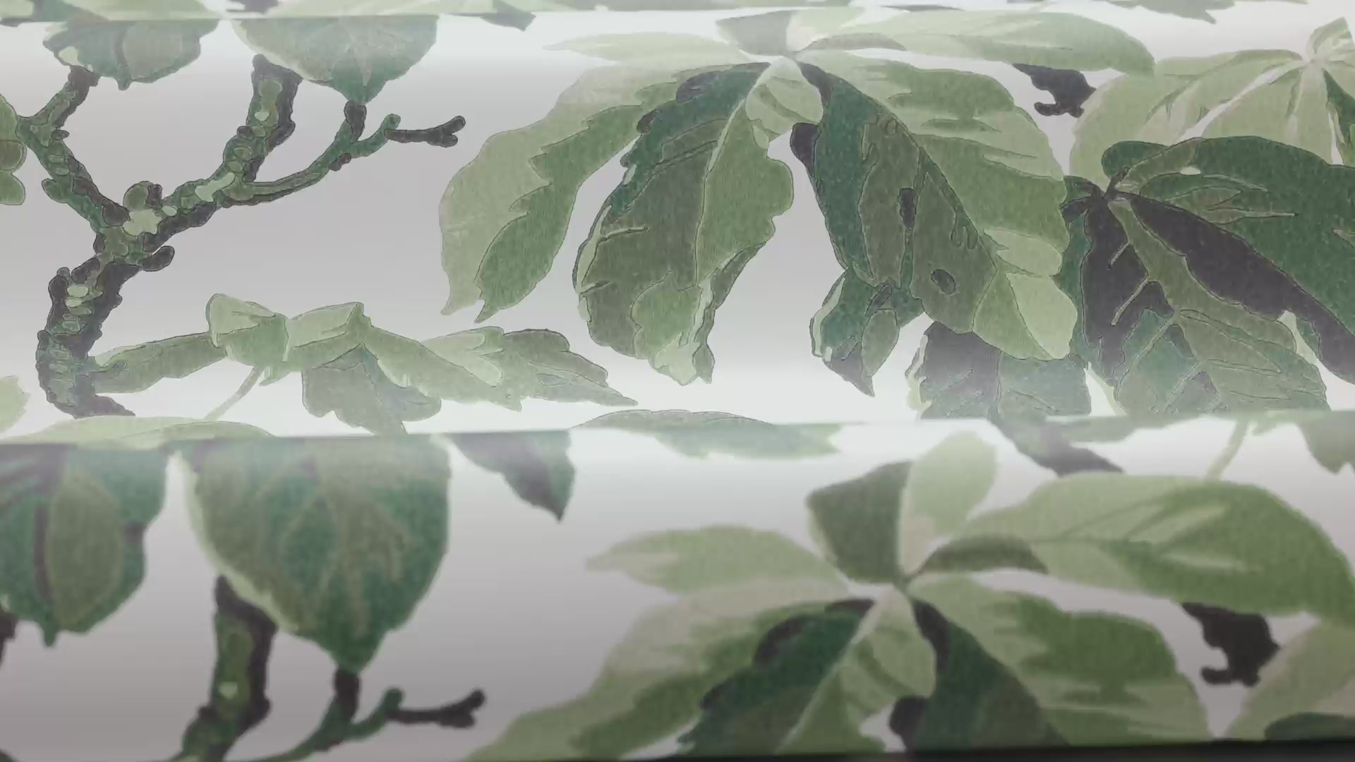 KASTANJI White and Green Leaf Pattern Wallpaper