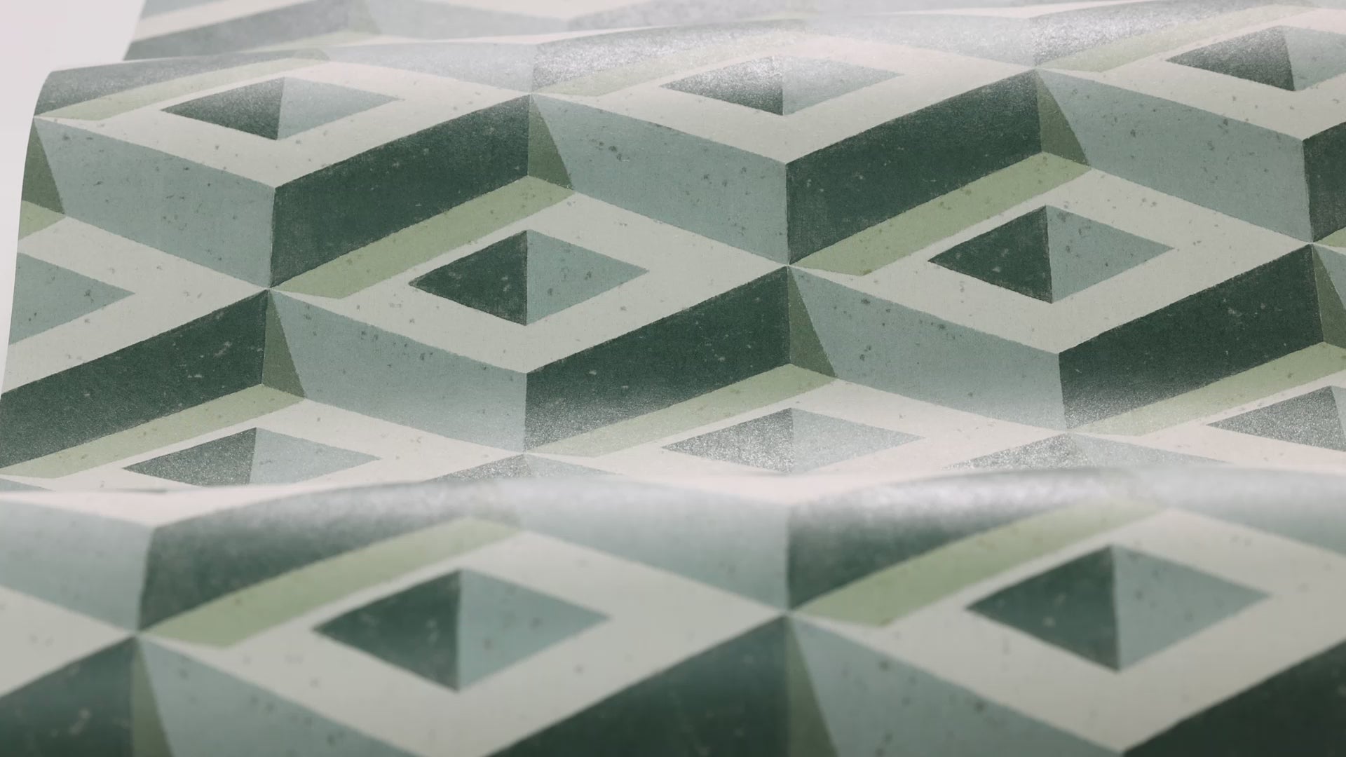 3D BOXES Green Geometric Pattern Mural