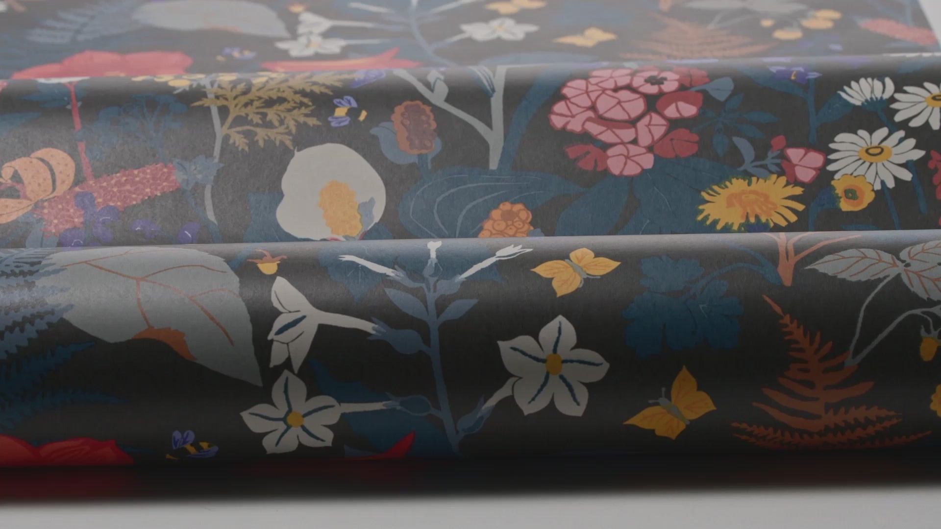 Behang met plantenmotief STUGRABATT blauw met geel