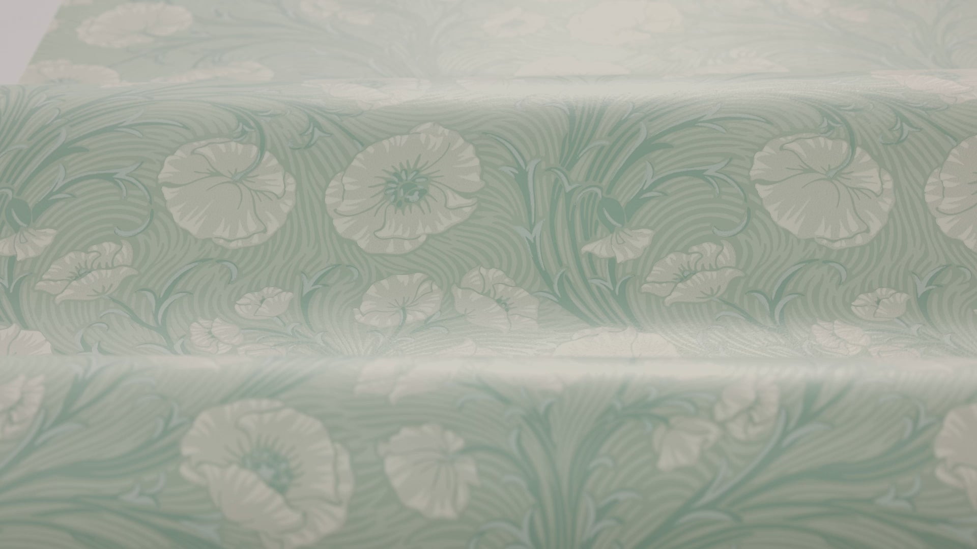 Tapete mit Pflanzenmotiv Blumen POPPY FLOW grün mit beige
