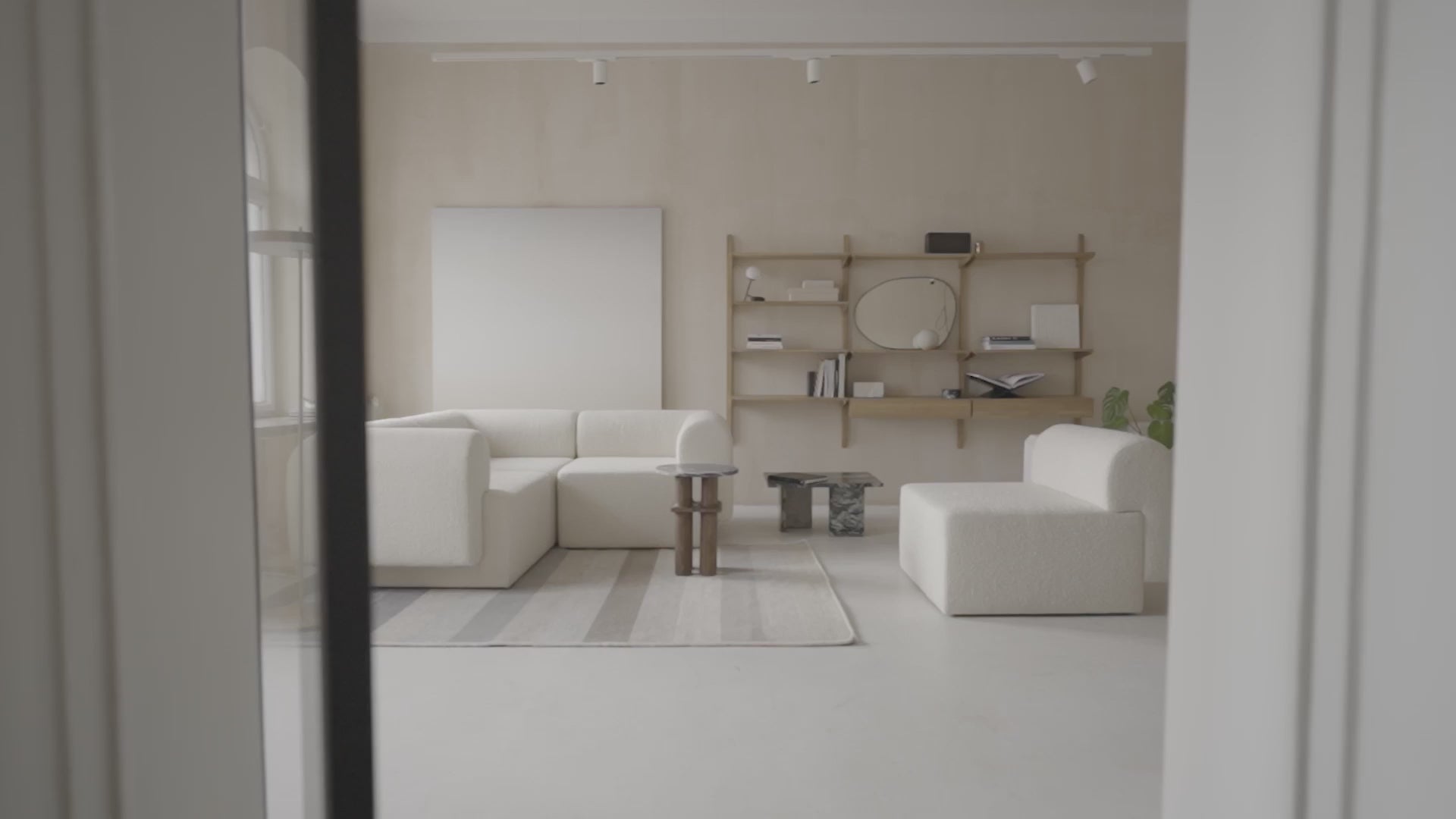 Modulaire bank TORI - linker module lichtgrijze boucle