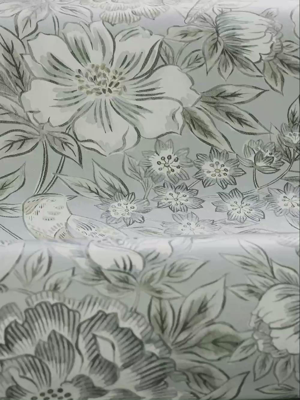 DAGMAR Mint Green Floral Pattern Wallpaper with White