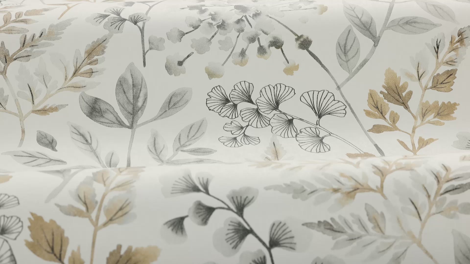 Vliesbehang met plantaal patroon SIGRID in beige met groen