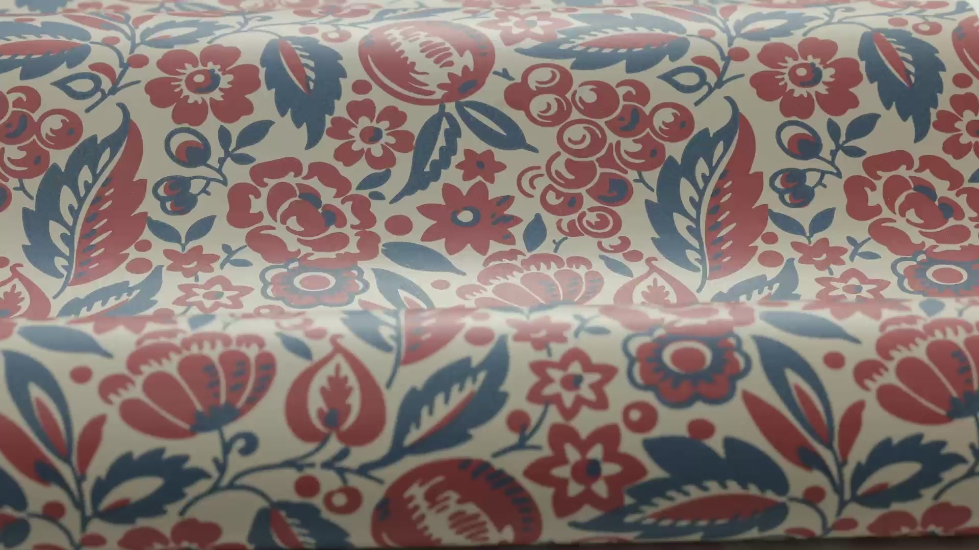 ELISE Red and Blue Floral Pattern Wallpaper