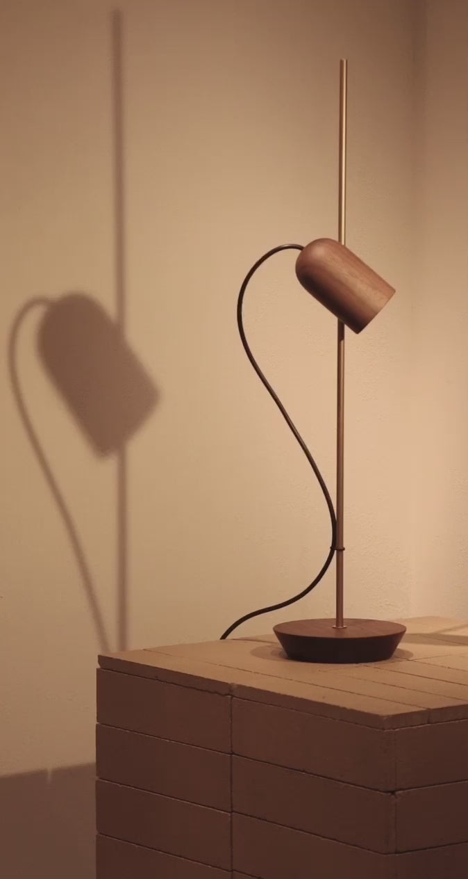ONFA Table Lamp in Oak Wood with Graphite Finish