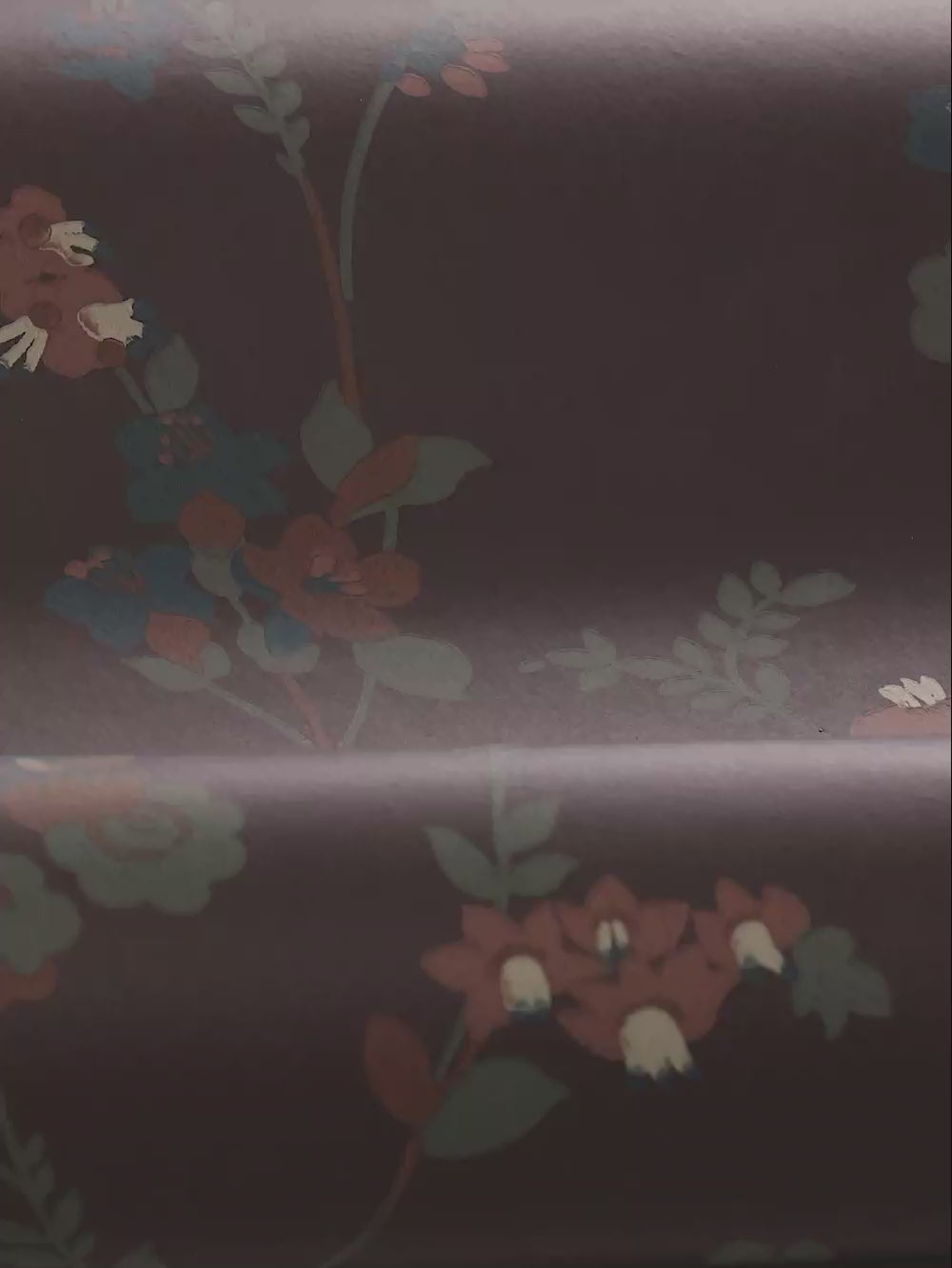 VERA Dark Burgundy Floral Plant Motif Wallpaper with Green