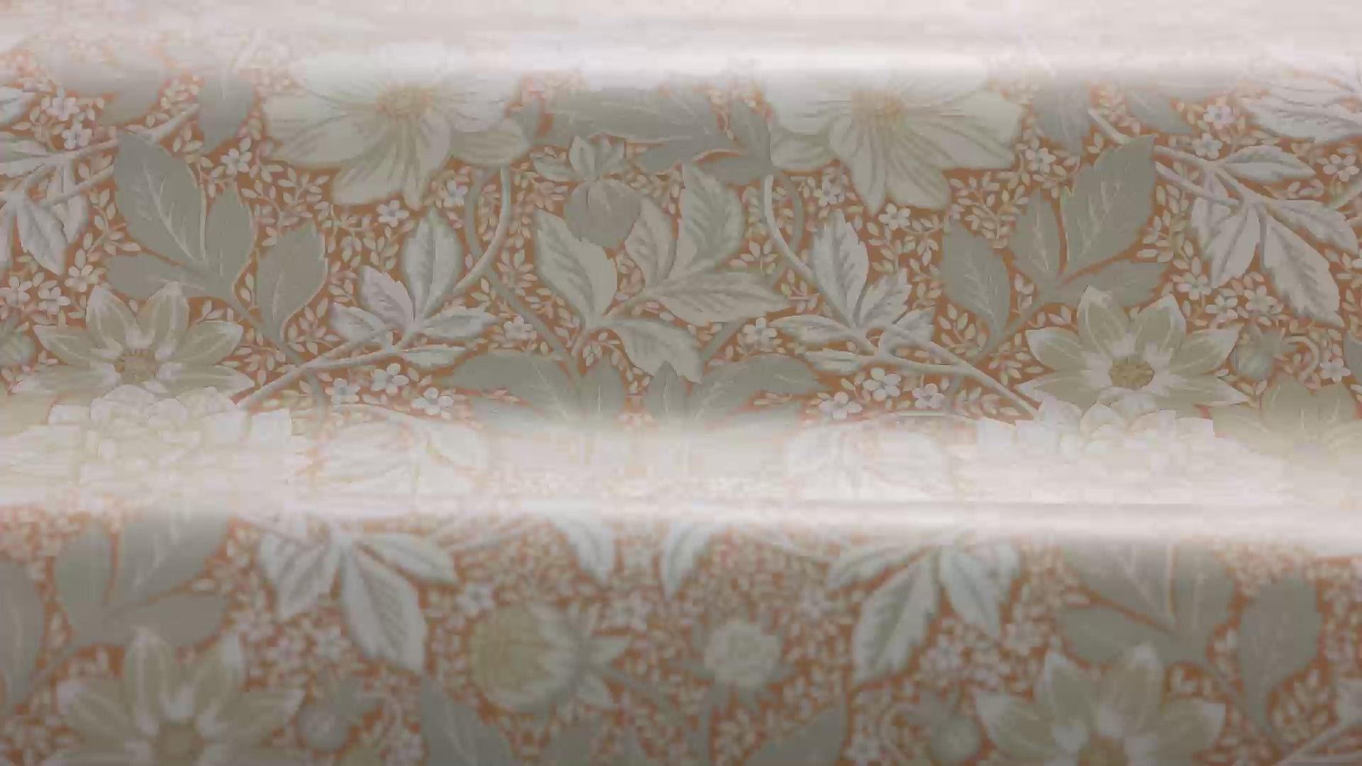 Vliesbehang van papier met een plantaardig patroon DAHLIA GARDEN terracotta met warm wit