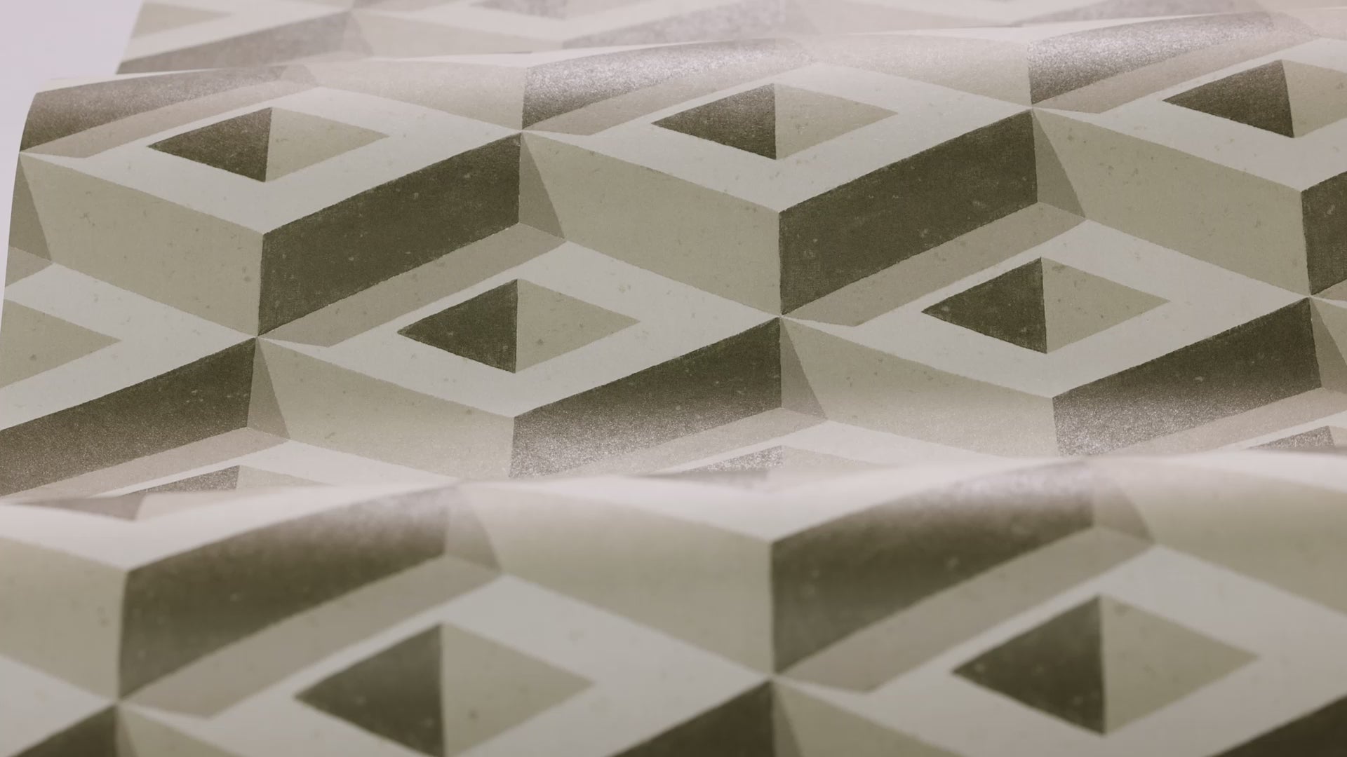 Beige 3D BOXES geometrische muurschildering met bruin