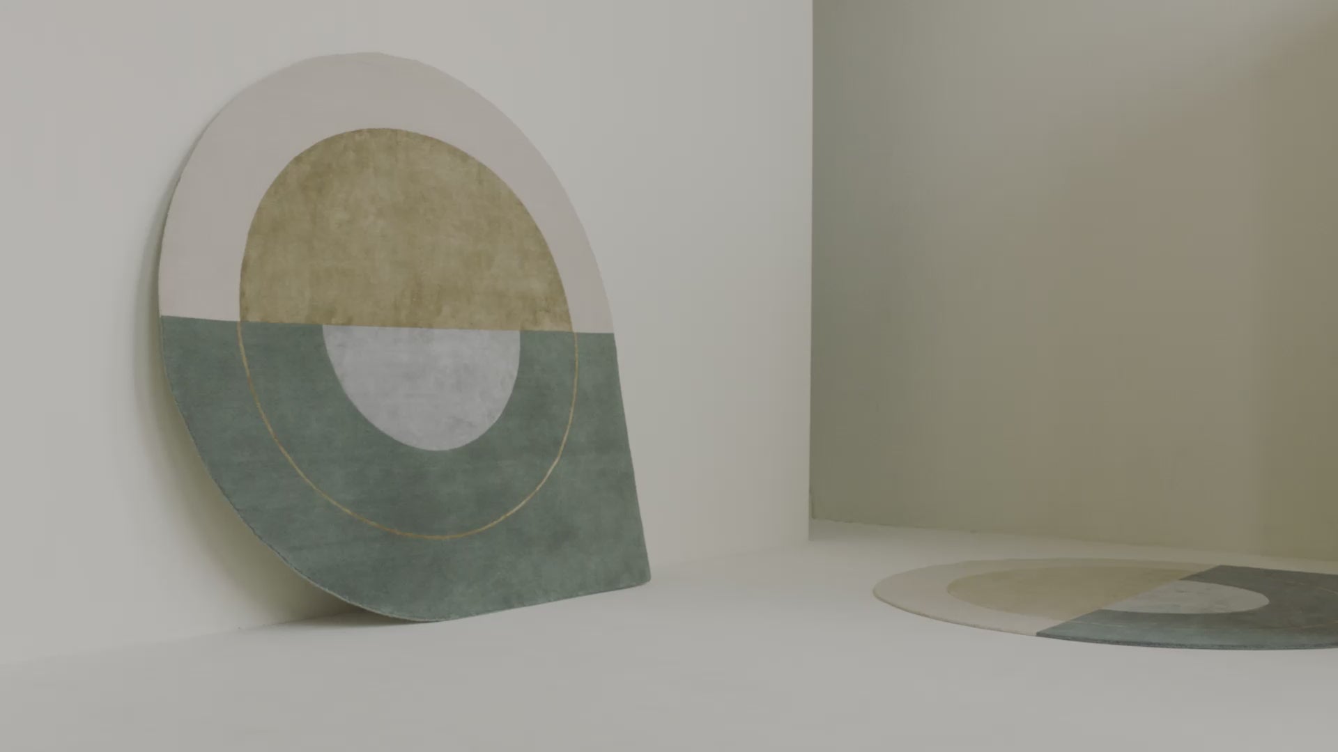 RISING GEMINI Round Rug - COMBI Gray with Beige