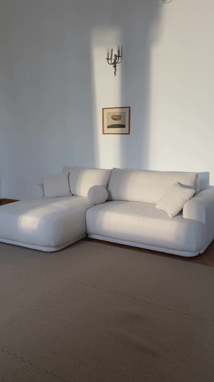 RECHTEN -SANDEL -Ecke mit Ella Light -Beze Boucle -Schlaffunktion