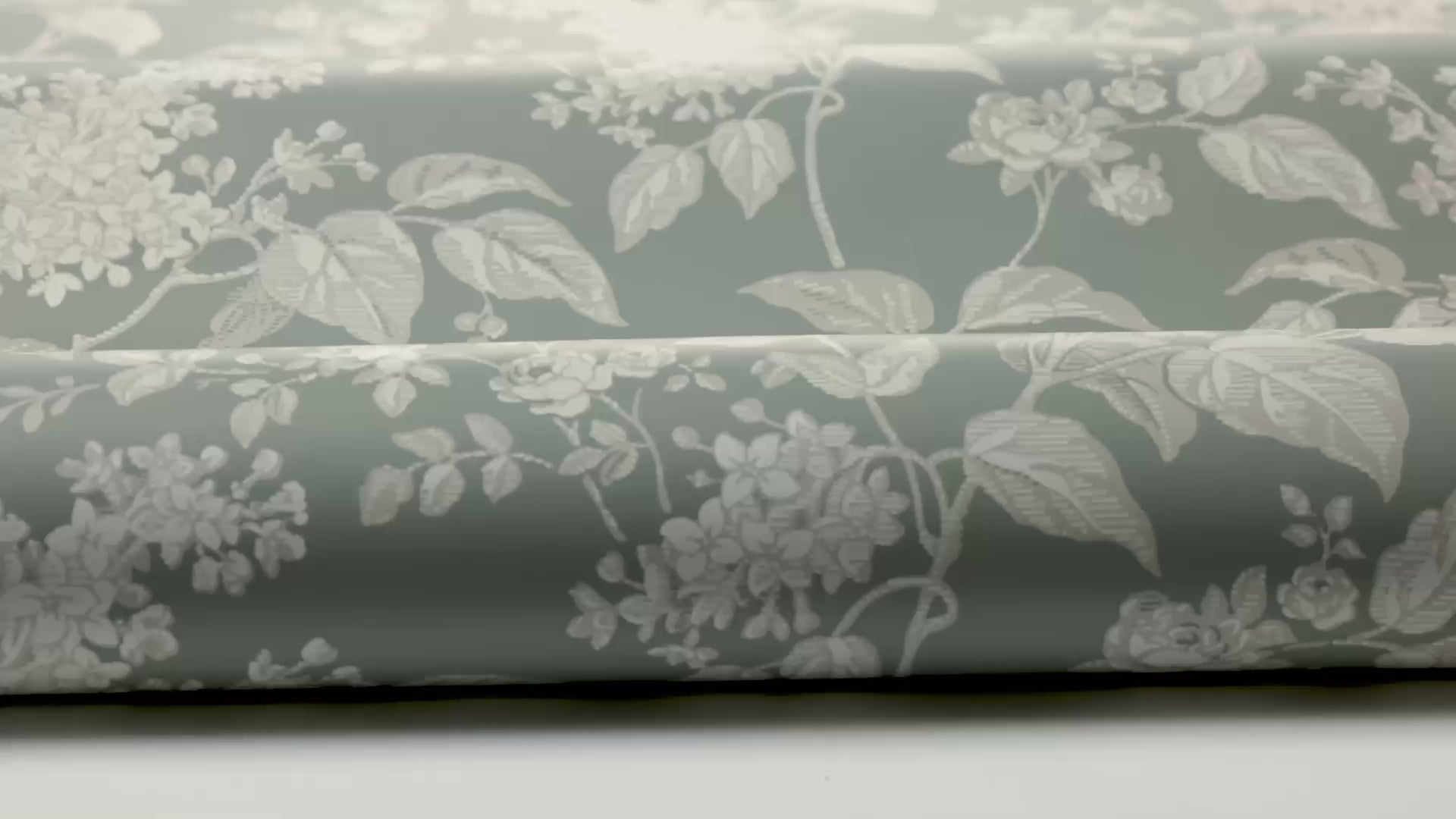 Green floral pattern wallpaper SYREN with beige