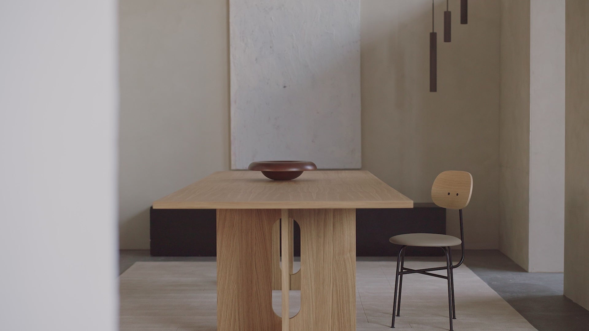 AFTEROOM chair with oak veneer and upholstered beige seat
