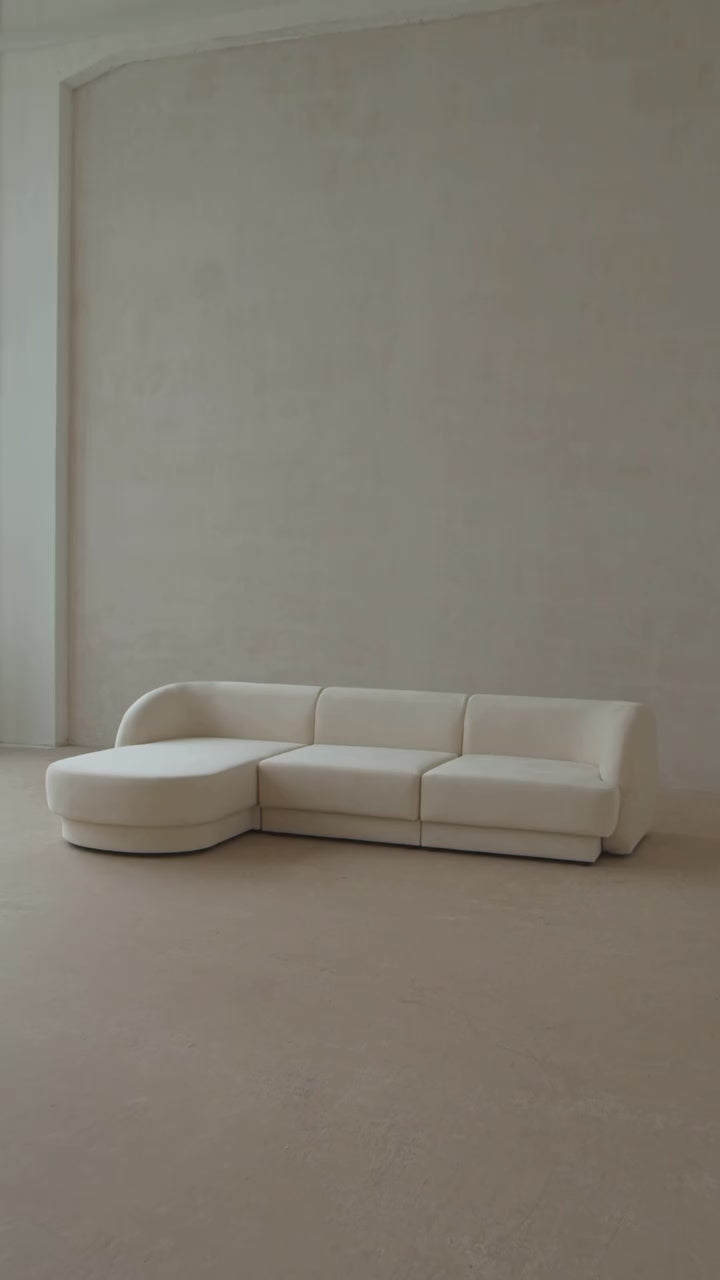 Sofa offene linke 4-sitzige offene MILEY Elfenbein Chenille