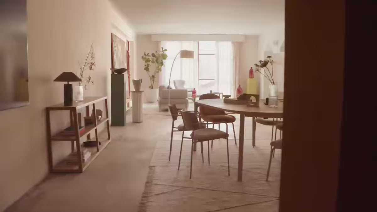 Modulaire 3-zitsbank met klein dienblad COMPO lichtbeige chenille