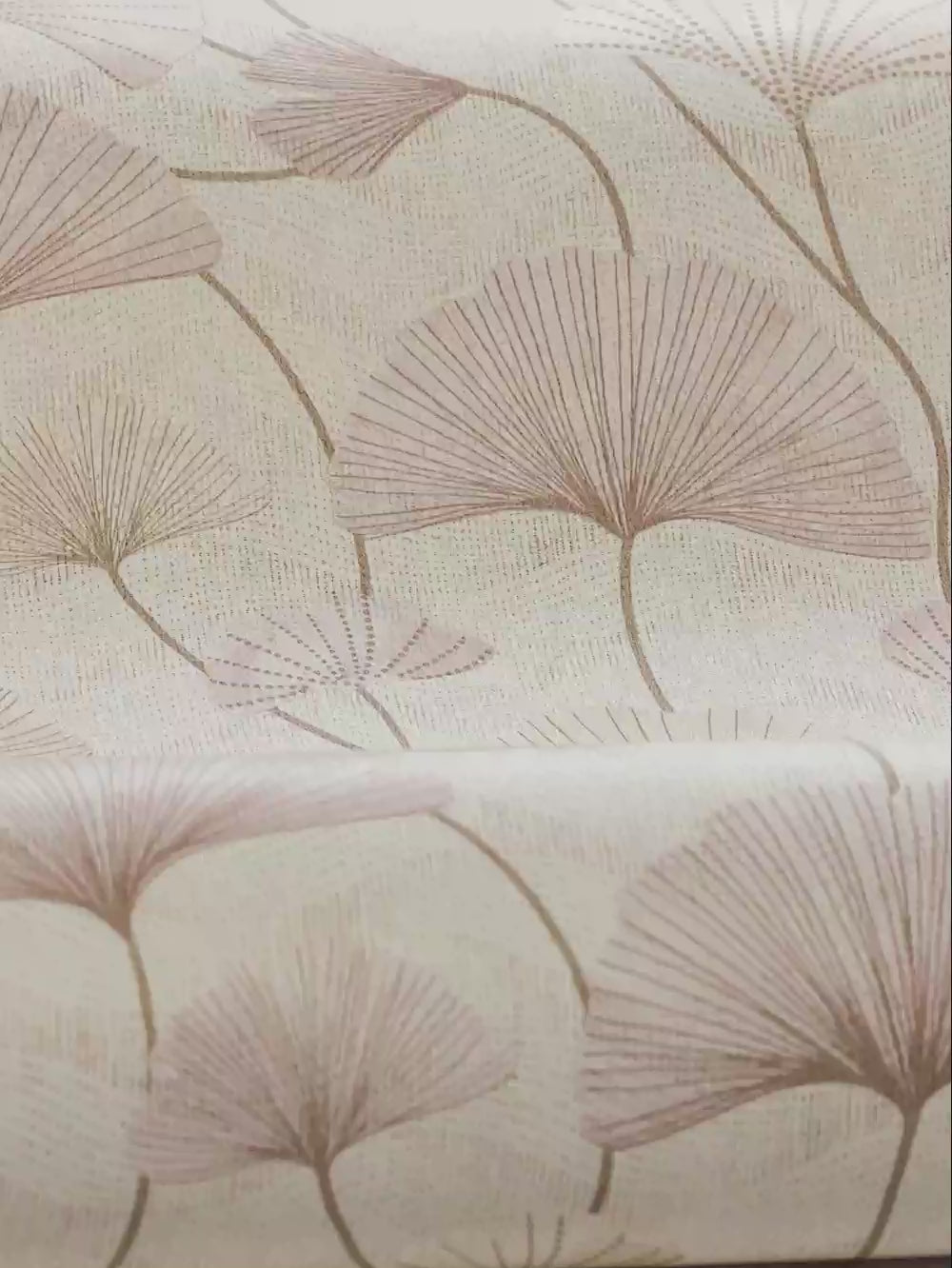 Structuurbehang met plantaal motief SOPHIA beige-roze