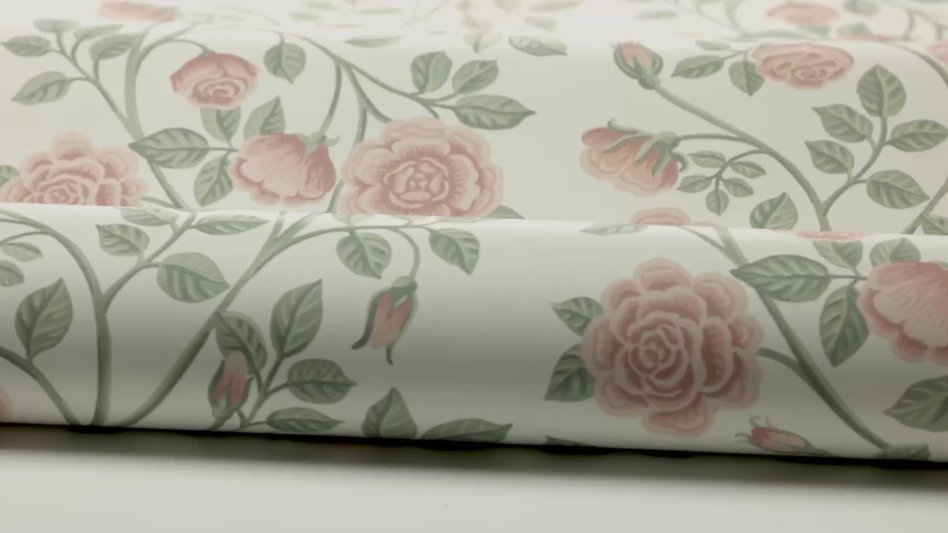 Beige ELSA bloemenmotief behang met roze