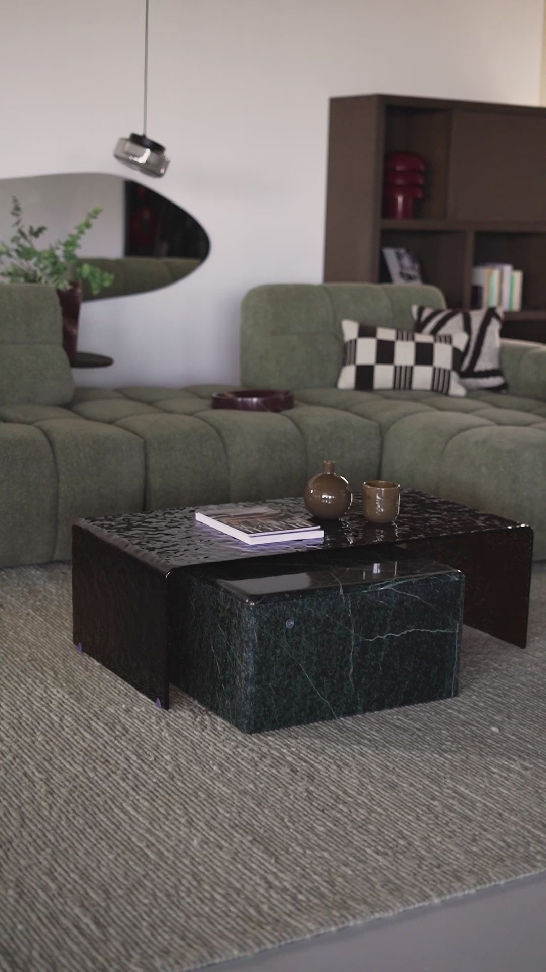 Couchtisch RIPPLE dunkelbraunes Glas