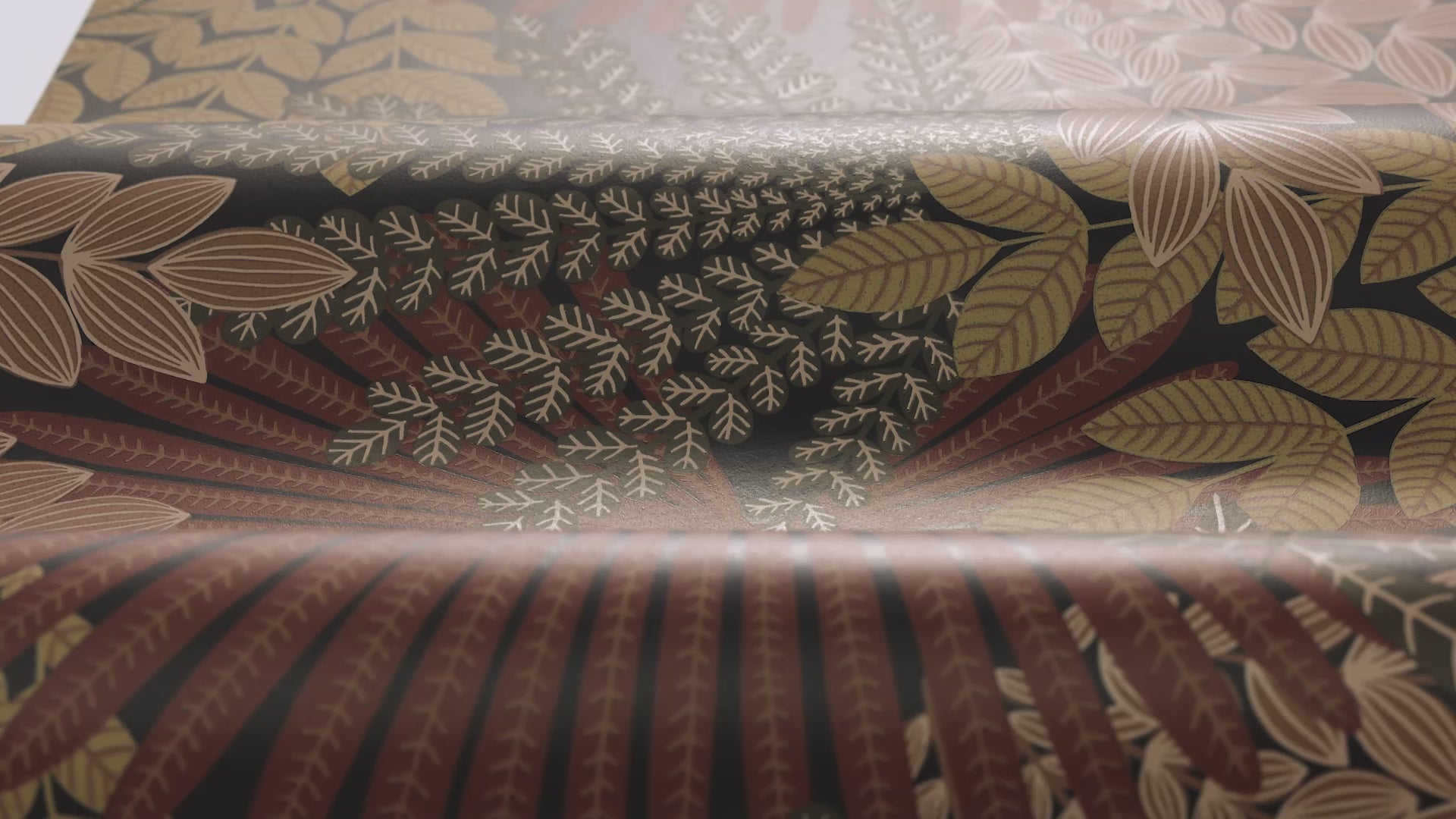 Tapete mit pflanzlichem Motiv VELVET LEAVES orange mit rot
