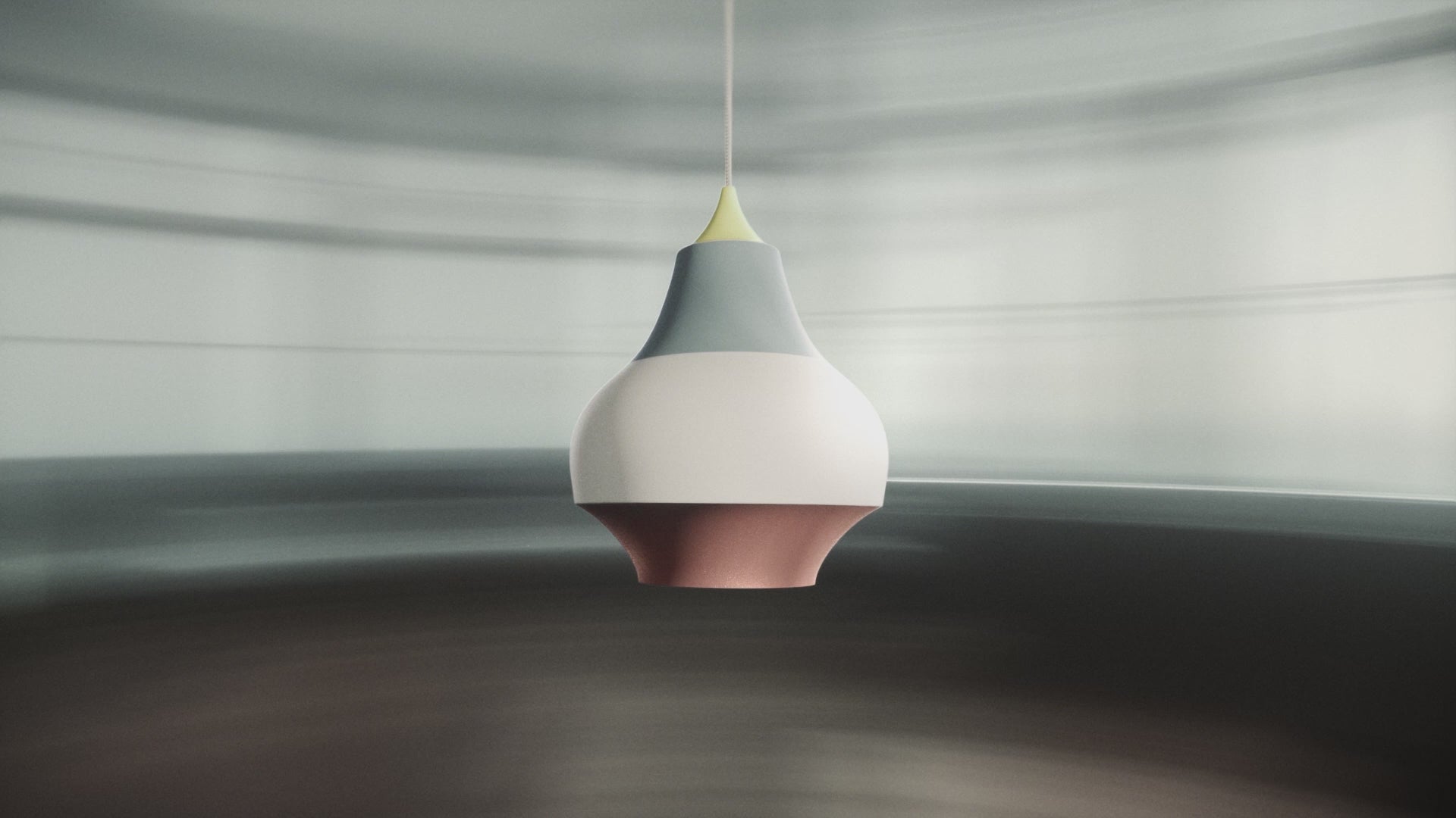 Hanglamp CIRQUE koper-wit-blauw met gele punt