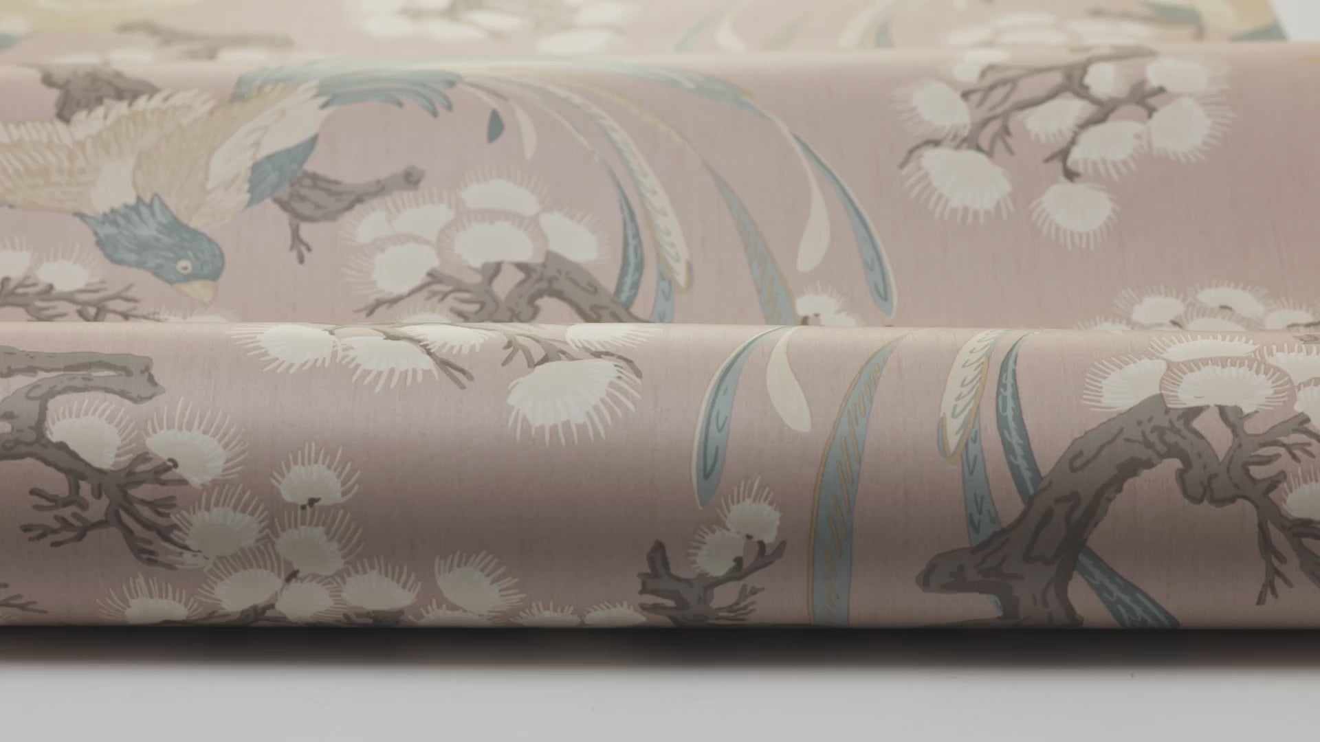 Tapete mit pflanzlichem und tierischem Motiv FENIX rosa