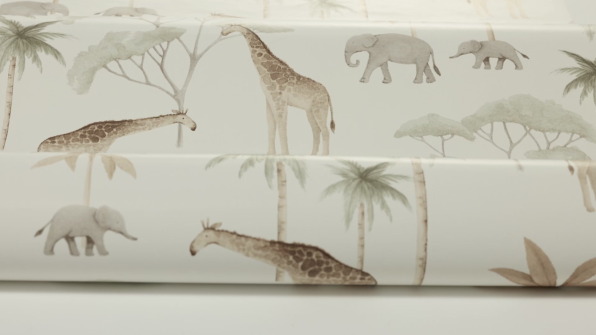 Kinderbehang met planten- en dierenmotief SAVANNAH crème