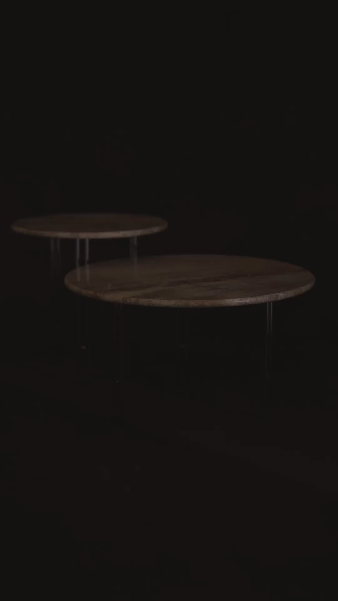 IOI travertine coffee table with chrome base