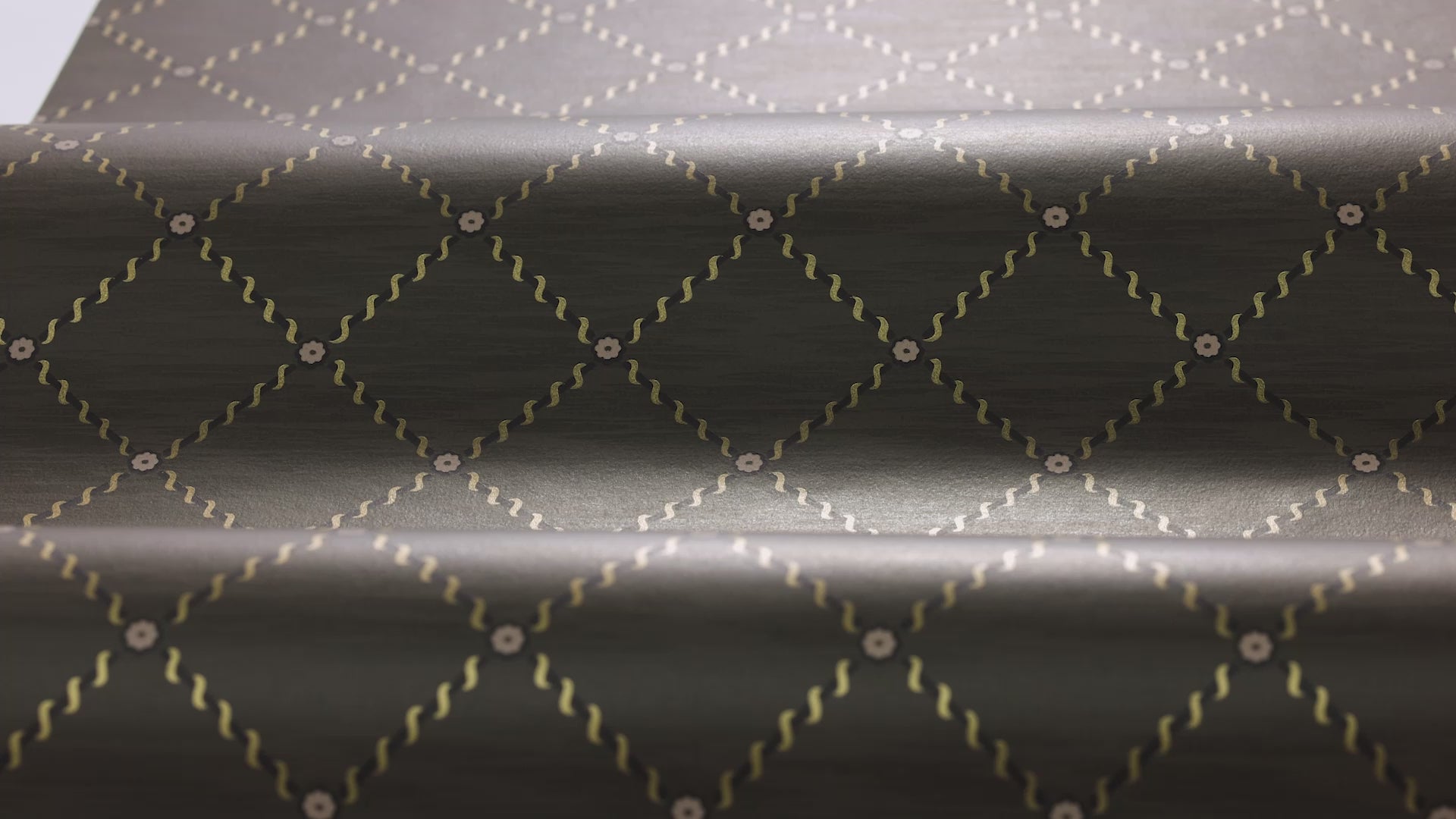 Geometrisch patroonbehang GOLDEN TRELLIS bruin met goud