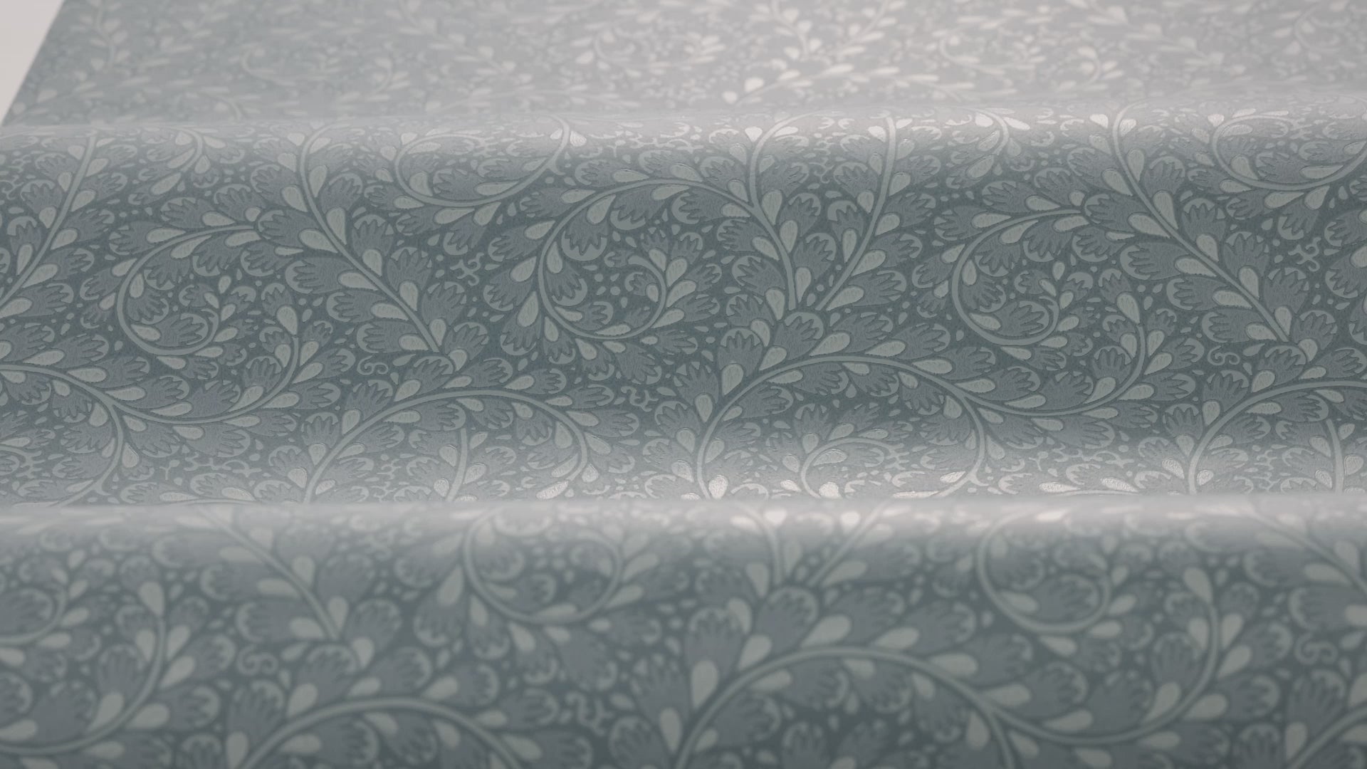 Behang met een plantenmotief van WILD FERNS in blauw