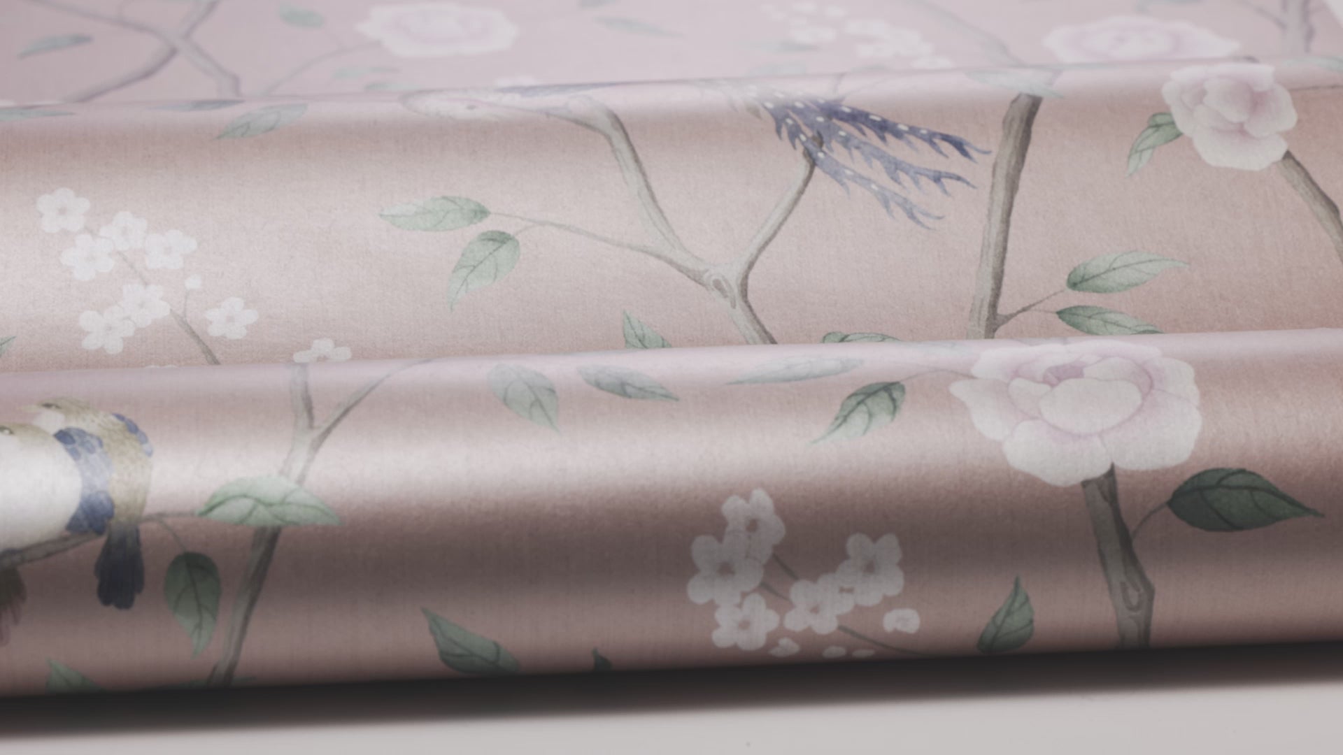 Vliesbehang met plantenmotief PARADISE BIRDS roze met wit