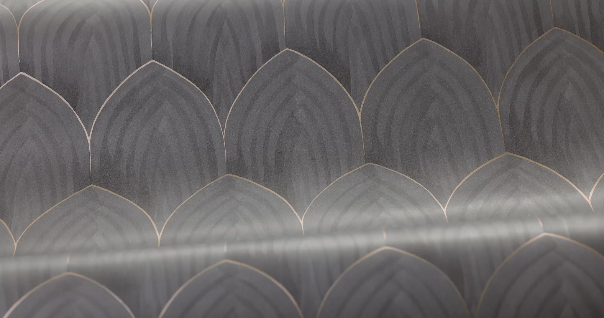 Tapeta z geometrycznym wzorem łuków GOLDEN ARCHES szary