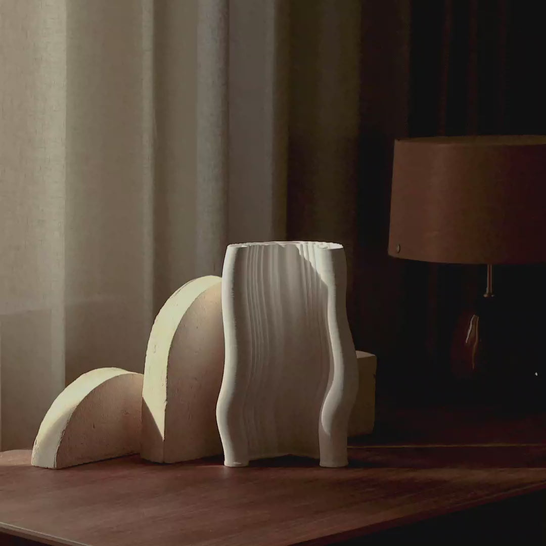 Vase Moire gebrochen weiß