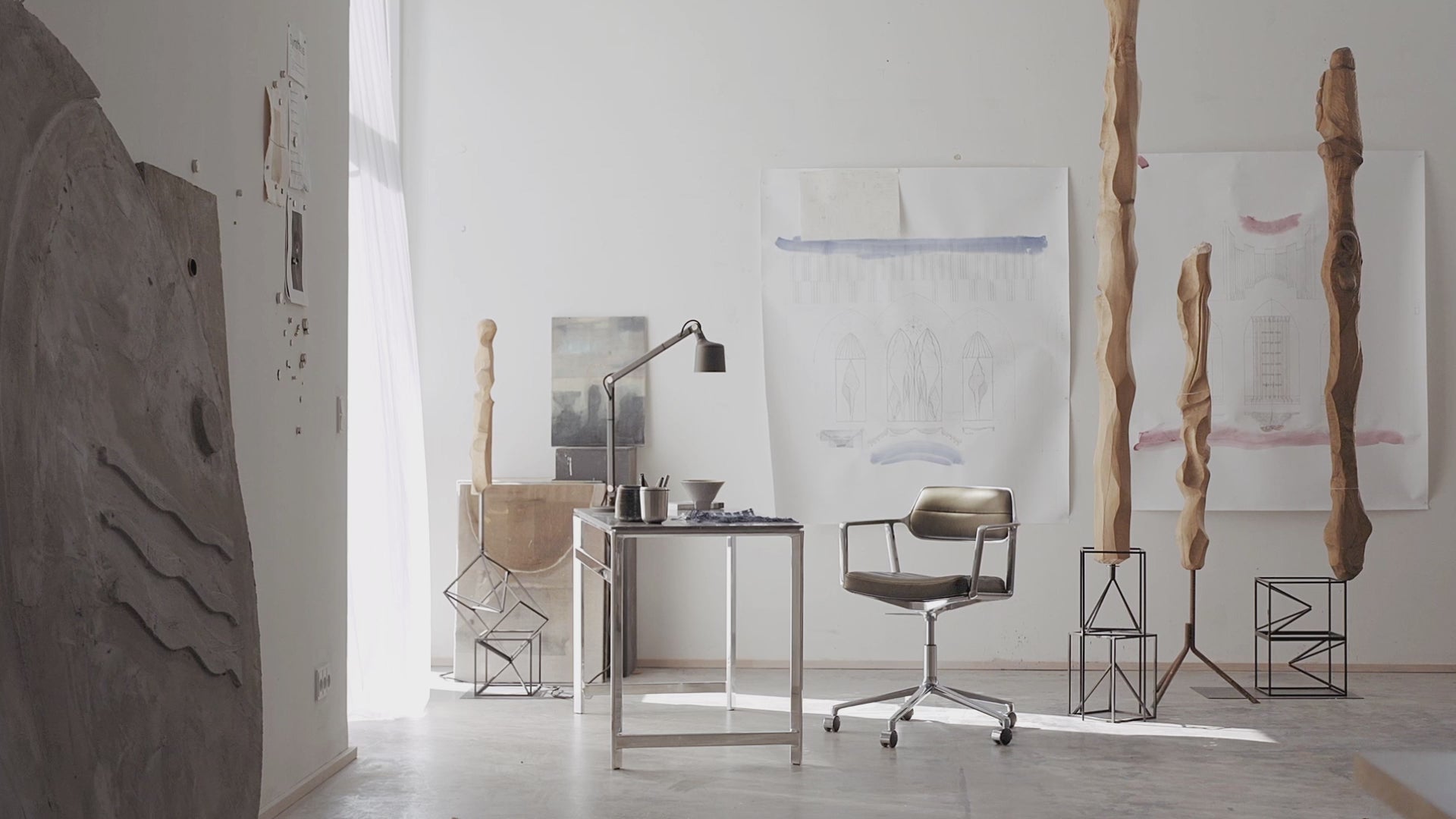 Bürostuhl 453+ karamellfarbene Leder mit Metallbasis