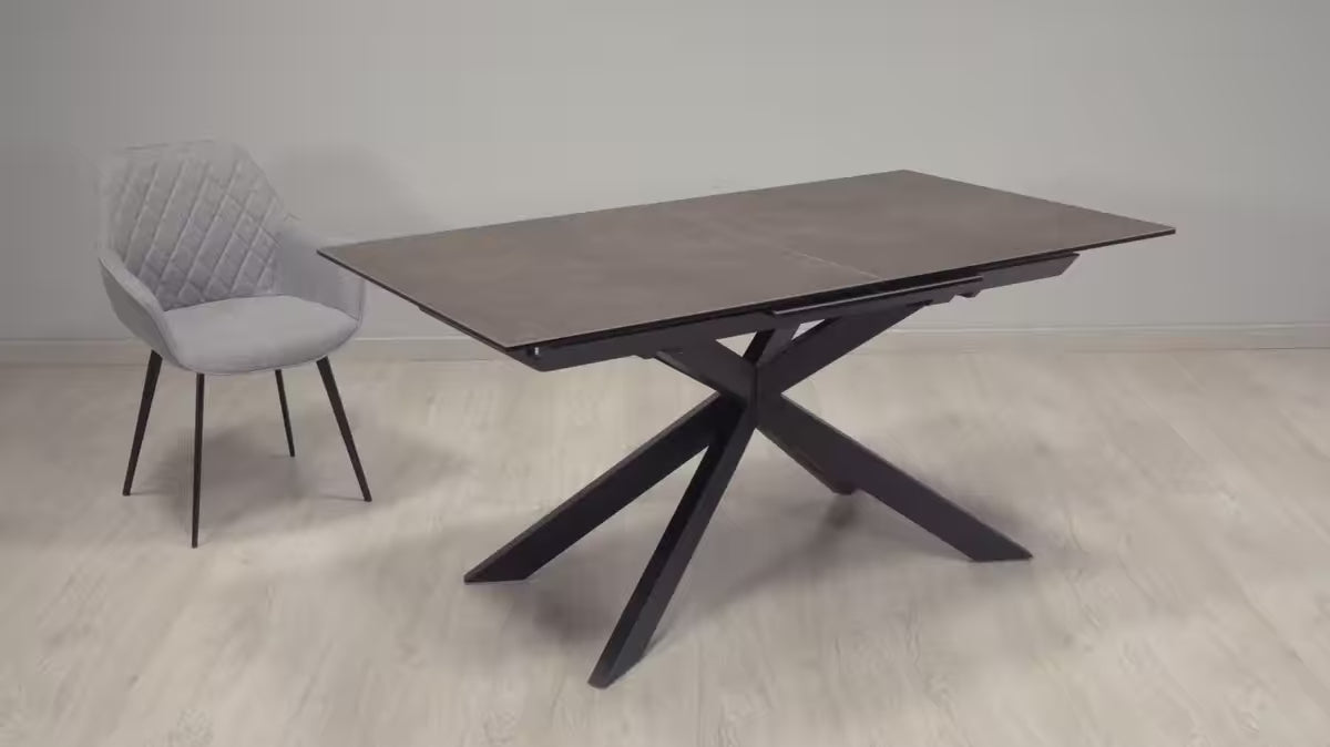 Extendable Table ATMINDA with Glass Top and White Base