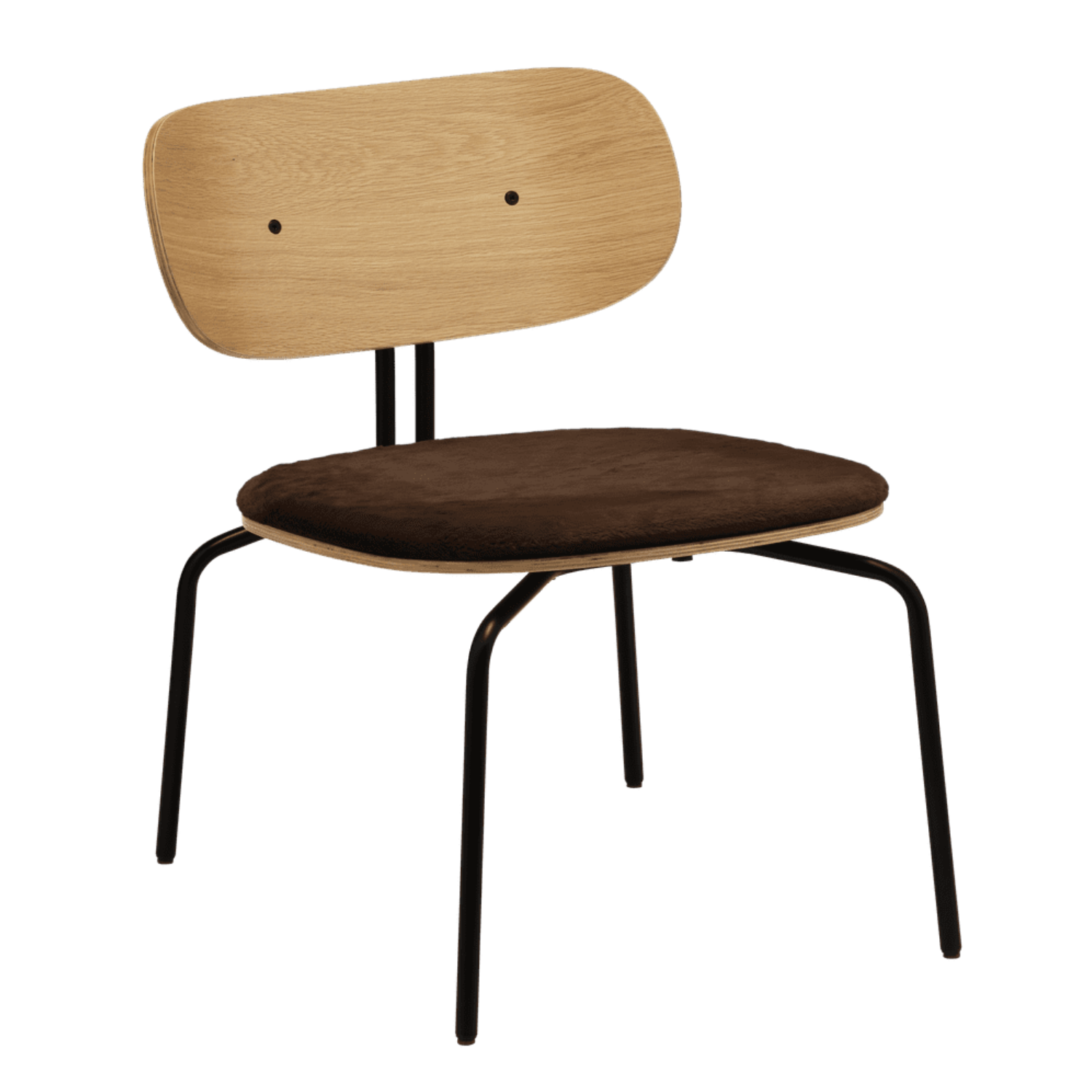 Fauteuil CURIOUS bruin pluche met zwarte basis