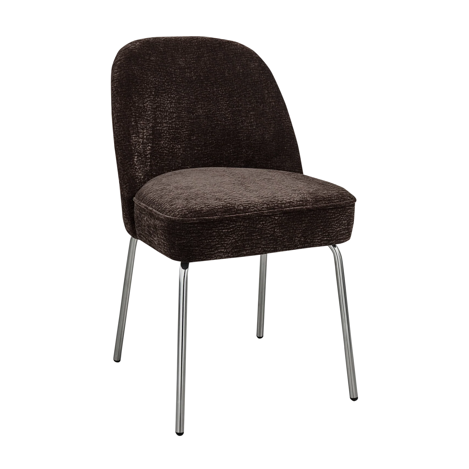 VOGUE 3D stoel chocolade chenille met verchroomde basis