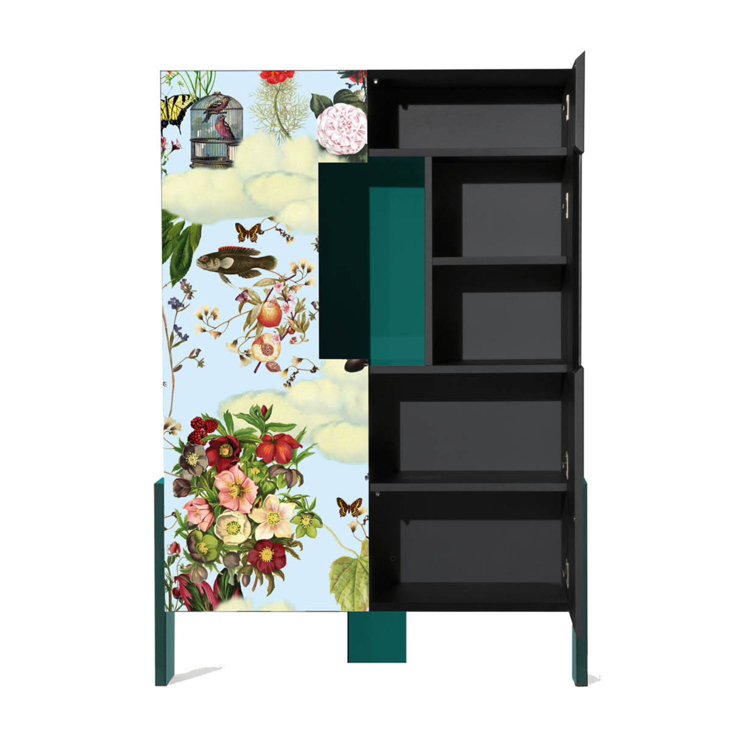 Blauwe ZIQQURAT kast met turquoise basis