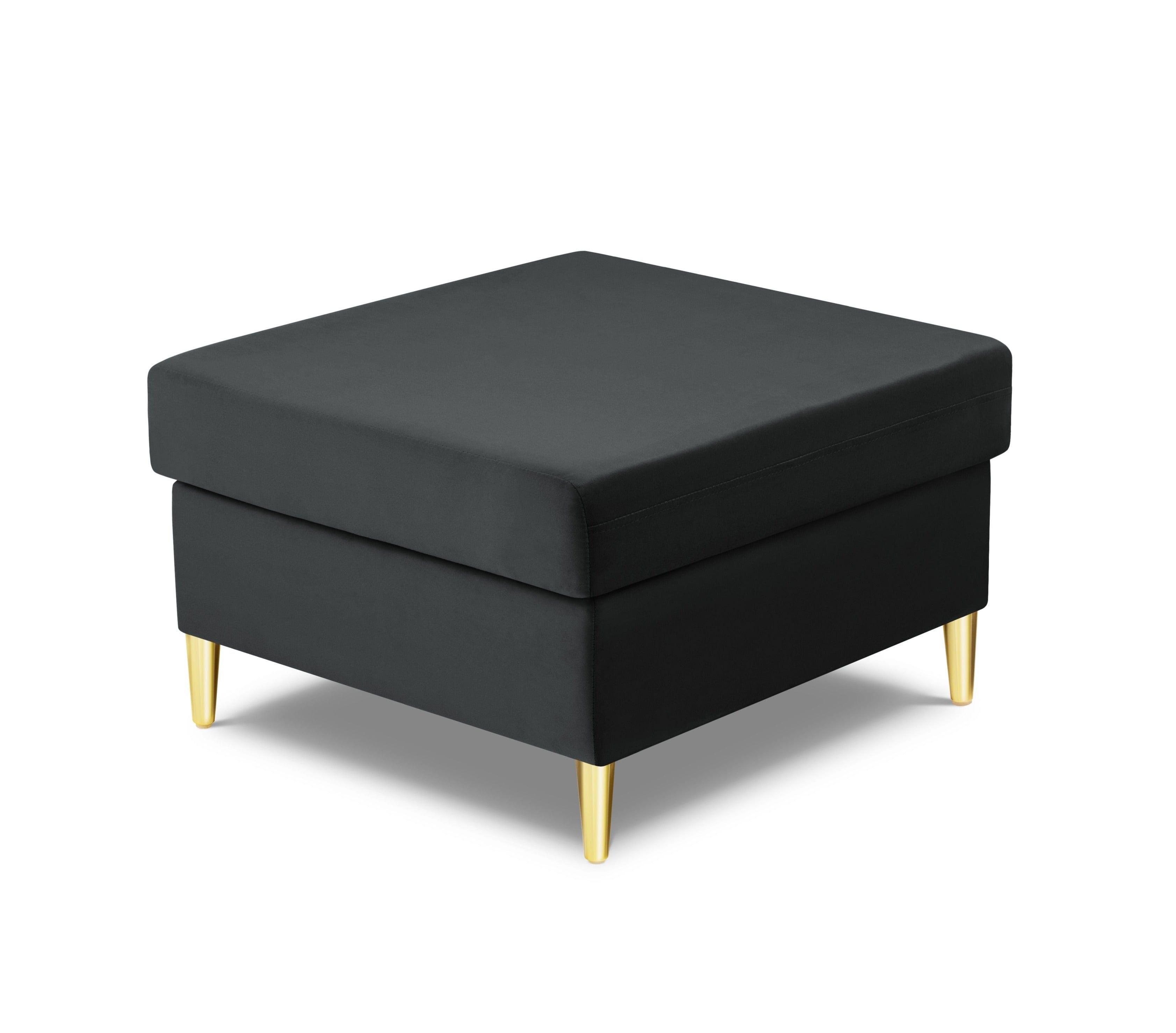 Puf aksamitny KYOTO ciemnoszary ze złotą podstawą Cosmopolitan Design    Eye on Design