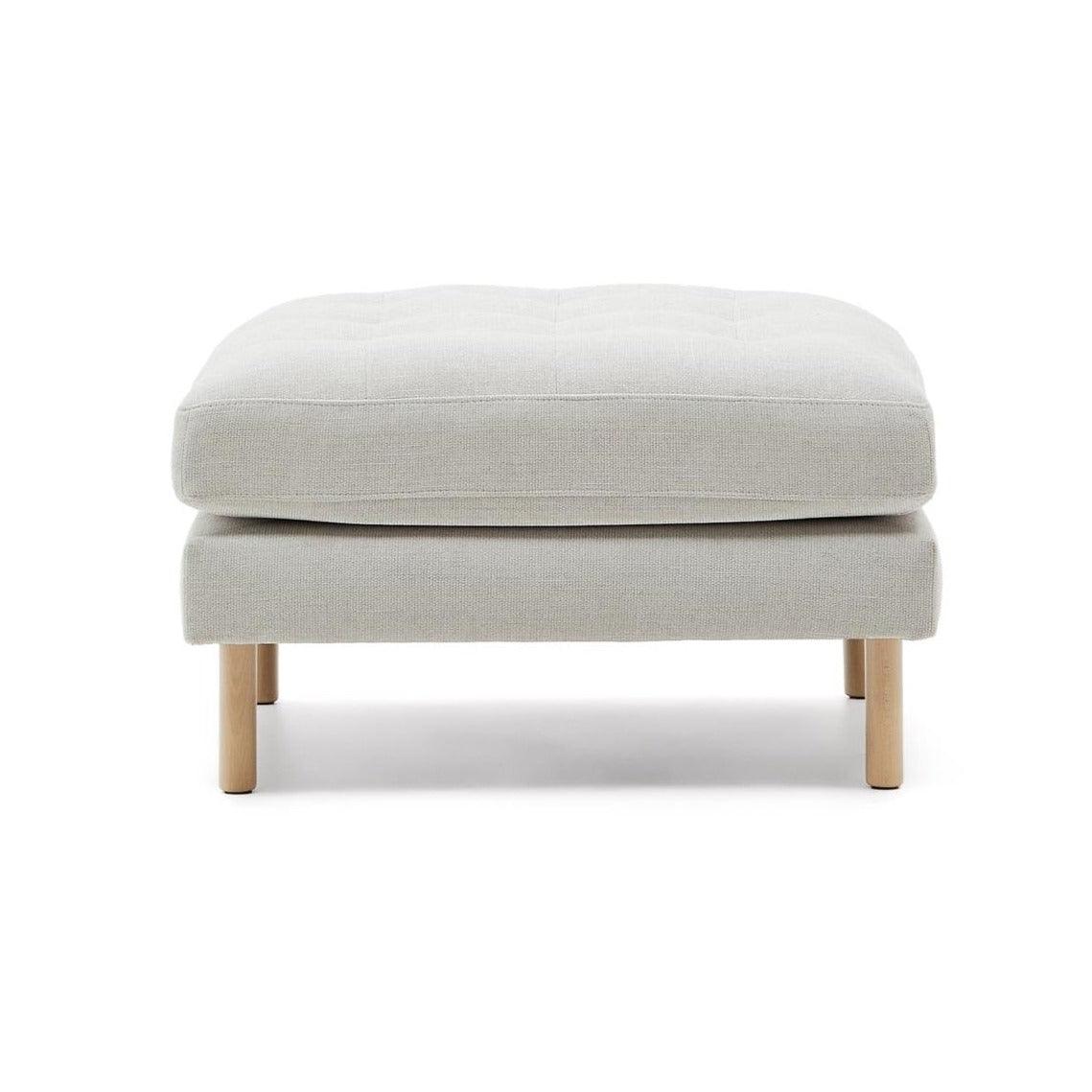 Puf DEBRA perłowy szenil z bukową podstawą La Forma    Eye on Design