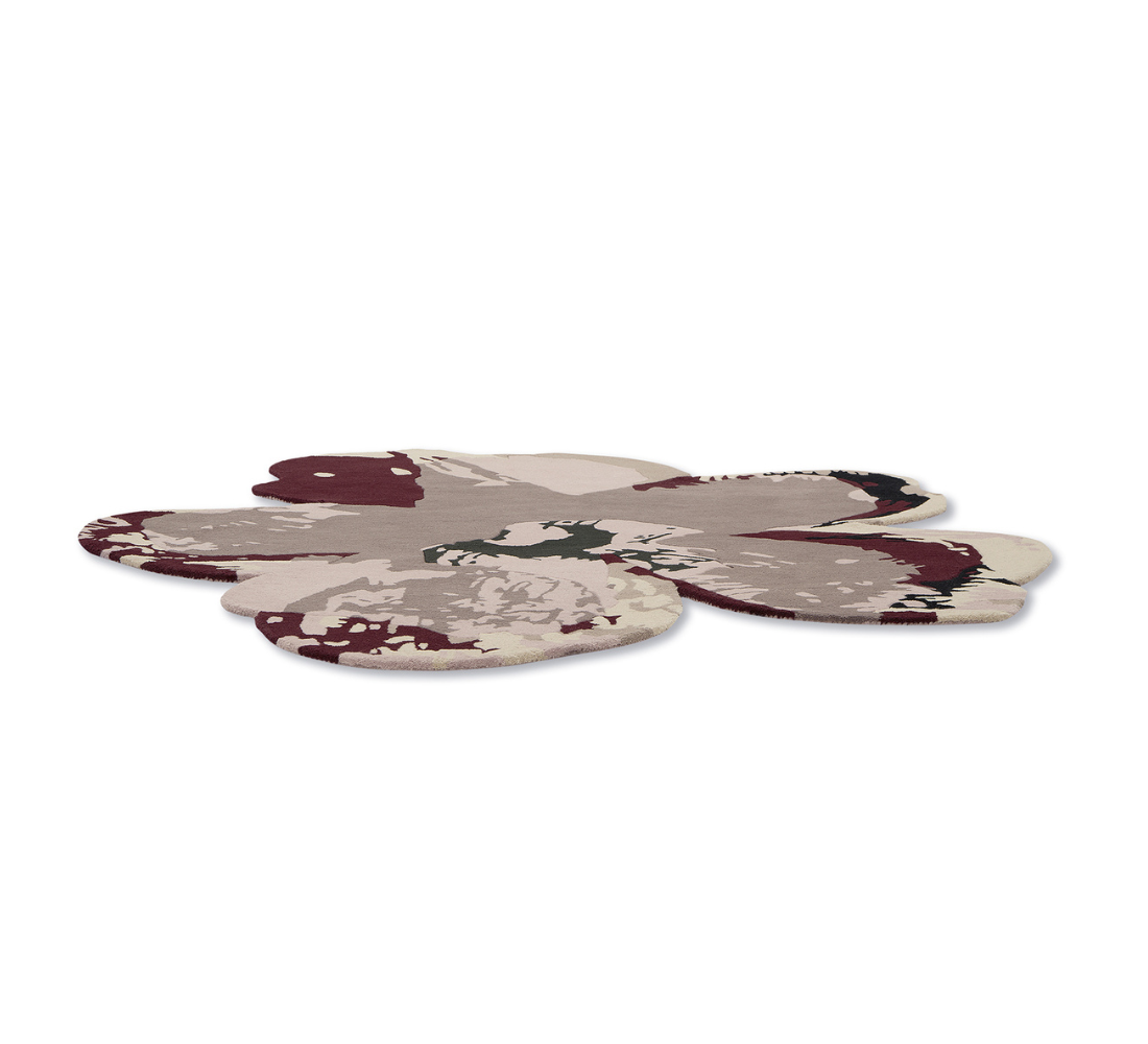 Decorative rug SHAPED MAGNOLIA LIGHT burgundy-beige