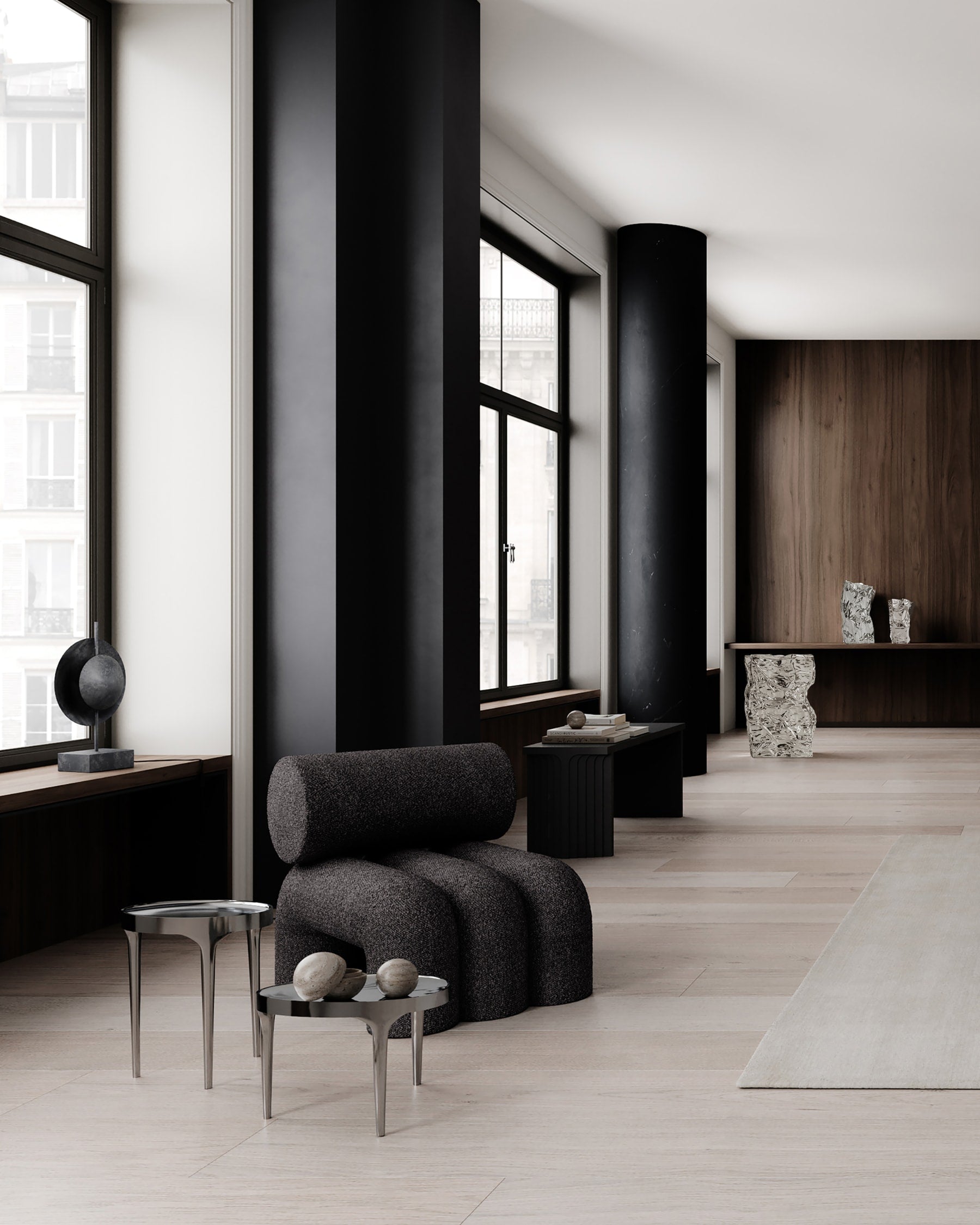 FOKU Sessel graubraun Bouclé