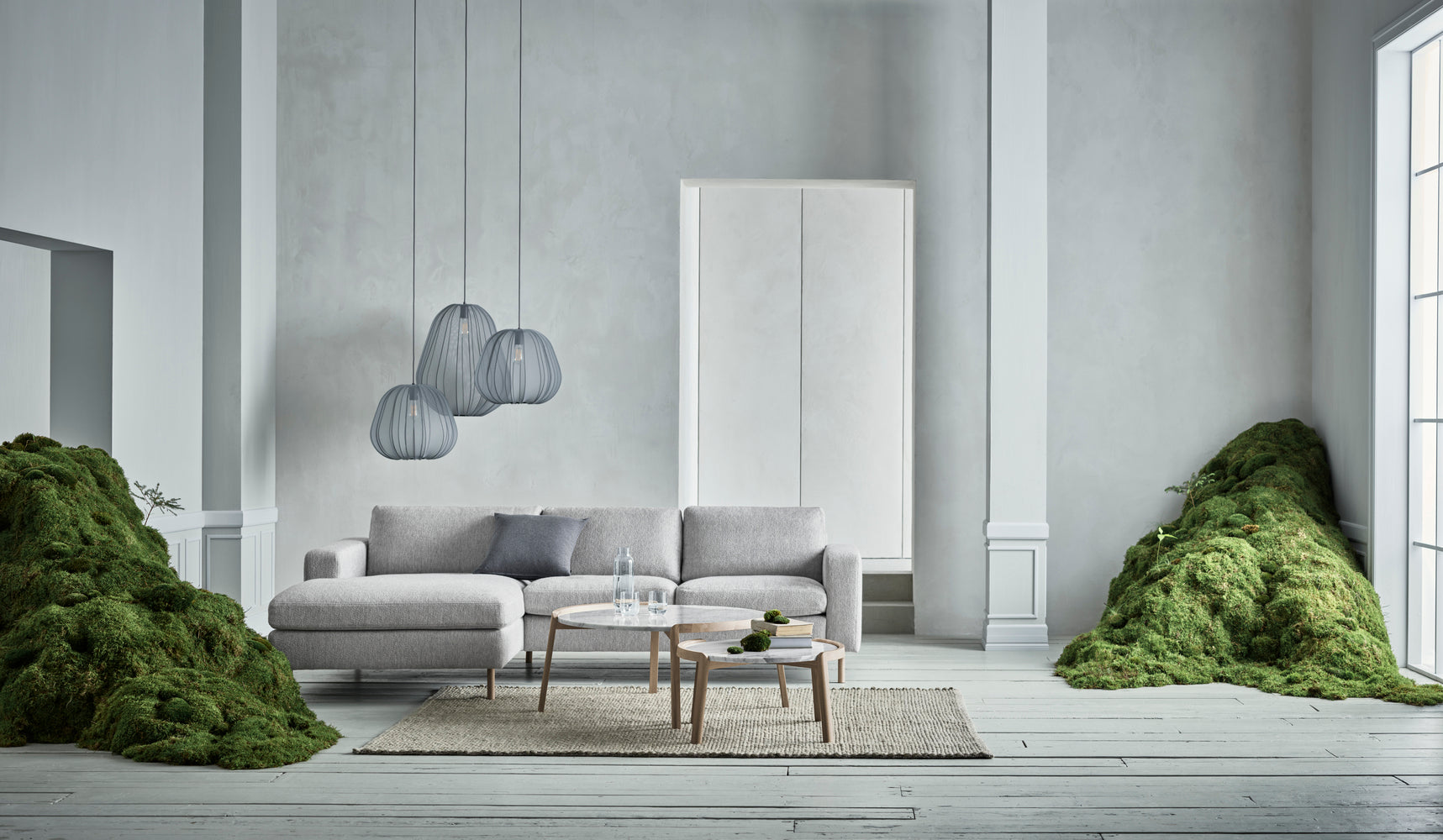 Skandinavien 3-Personen linke Ecke mit einer Eichenbasis