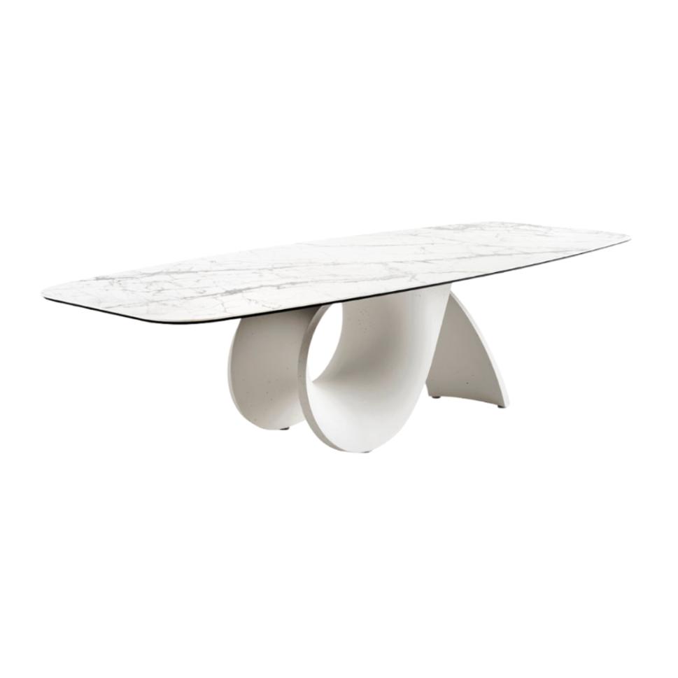 SEASHELL table with white top and white base