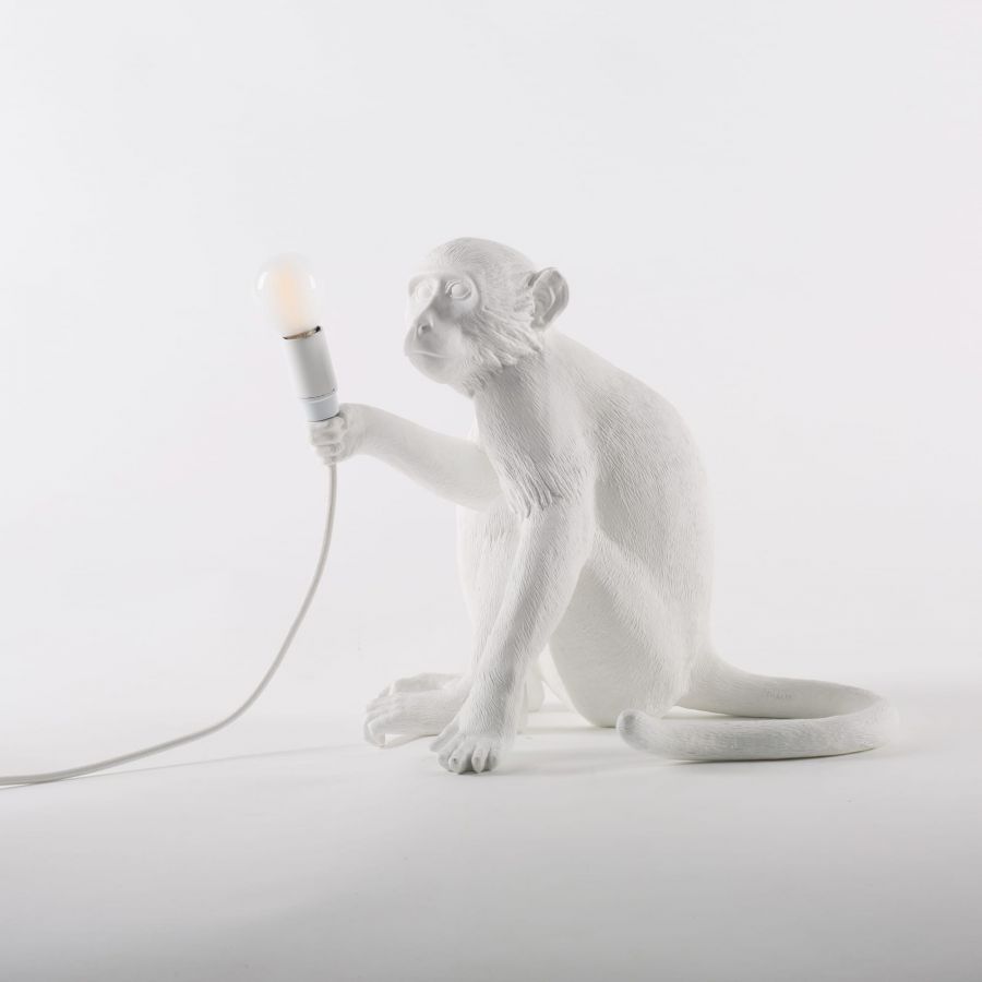 Lampa stołowa MONKEY SITTING biały