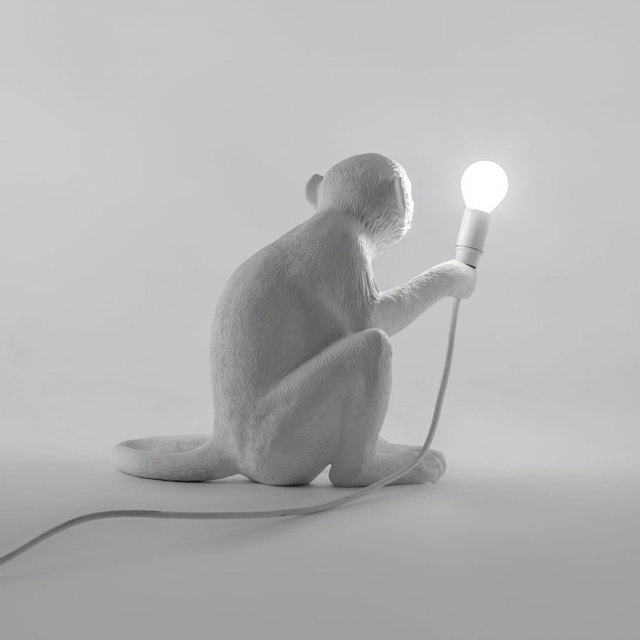 Lampa stołowa MONKEY SITTING biały