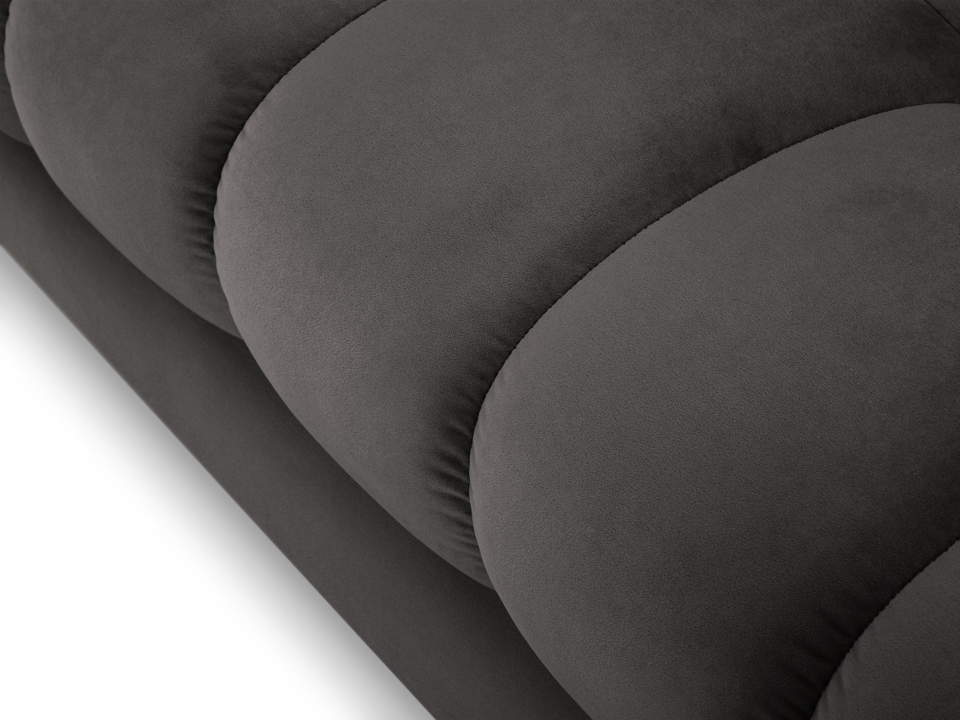 Sofa aksamitna 3-osobowa BALI ciemnoszary z czarną podstawą, marka Cosmopolitan Design