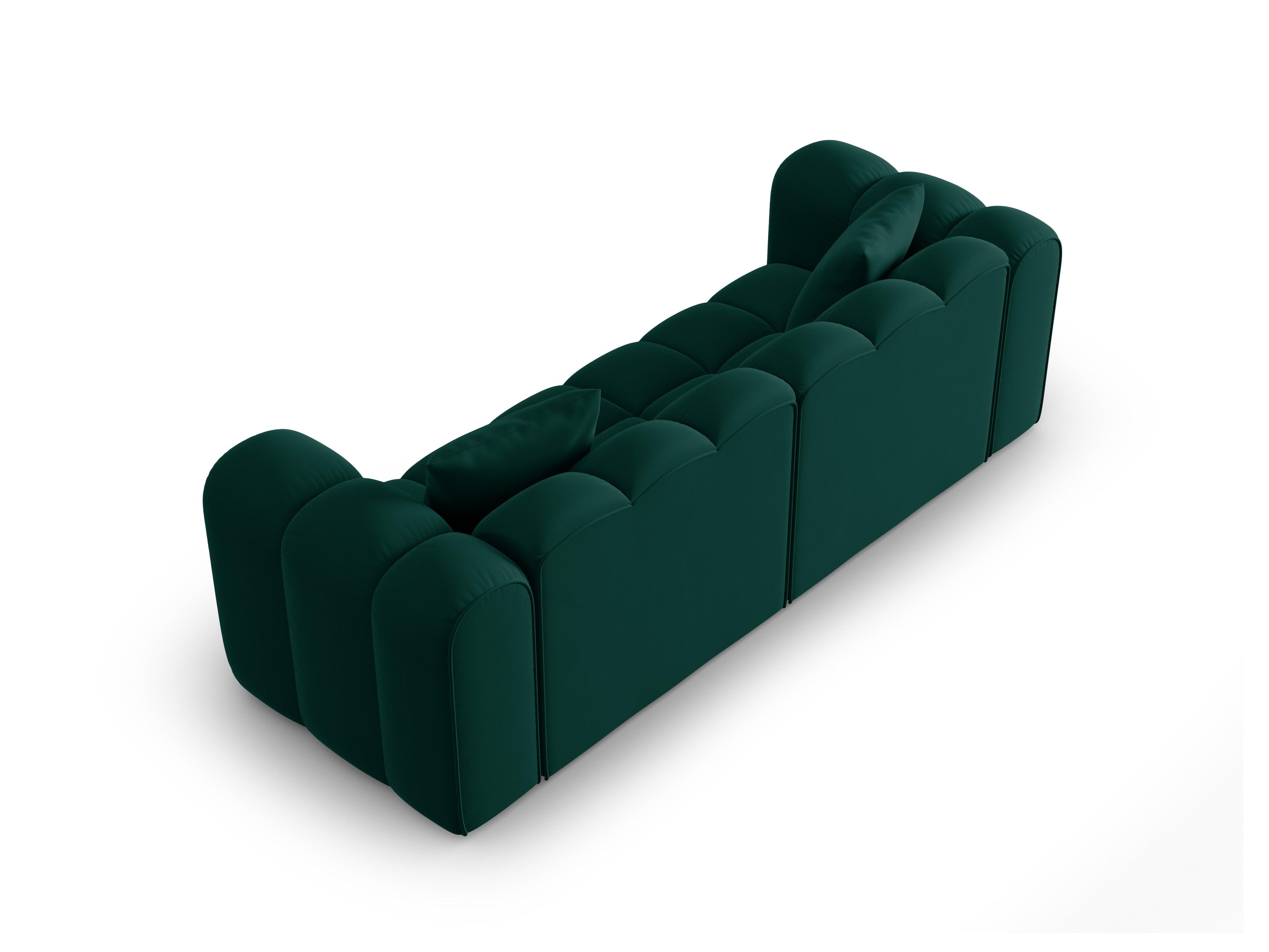 Sofa aksamitna 3-osobowa HALLEY butelkowa zieleń – styl nowoczesny