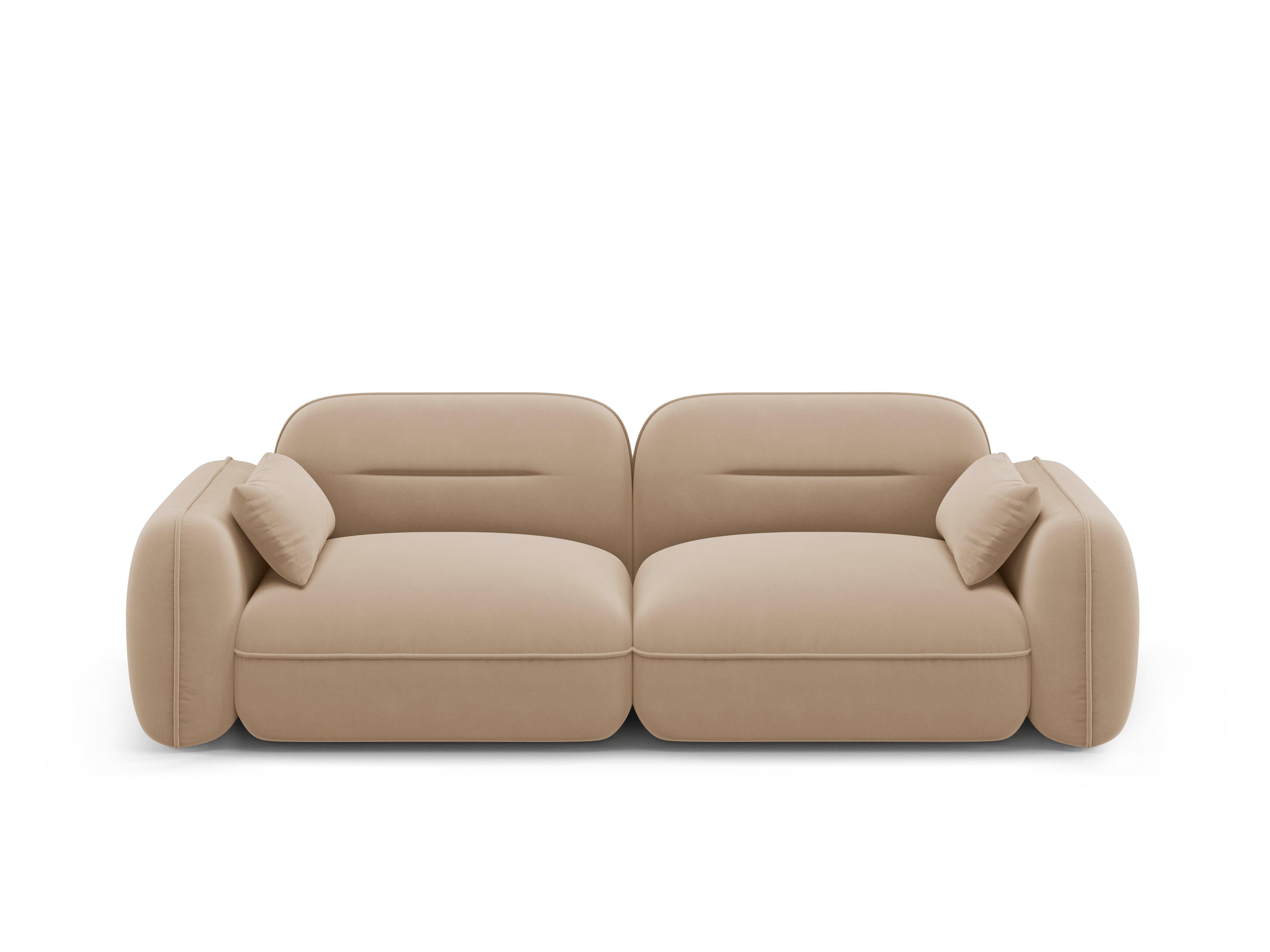 Sofa aksamitna 3-osobowa SYDNEY piaskowy – styl nowoczesny