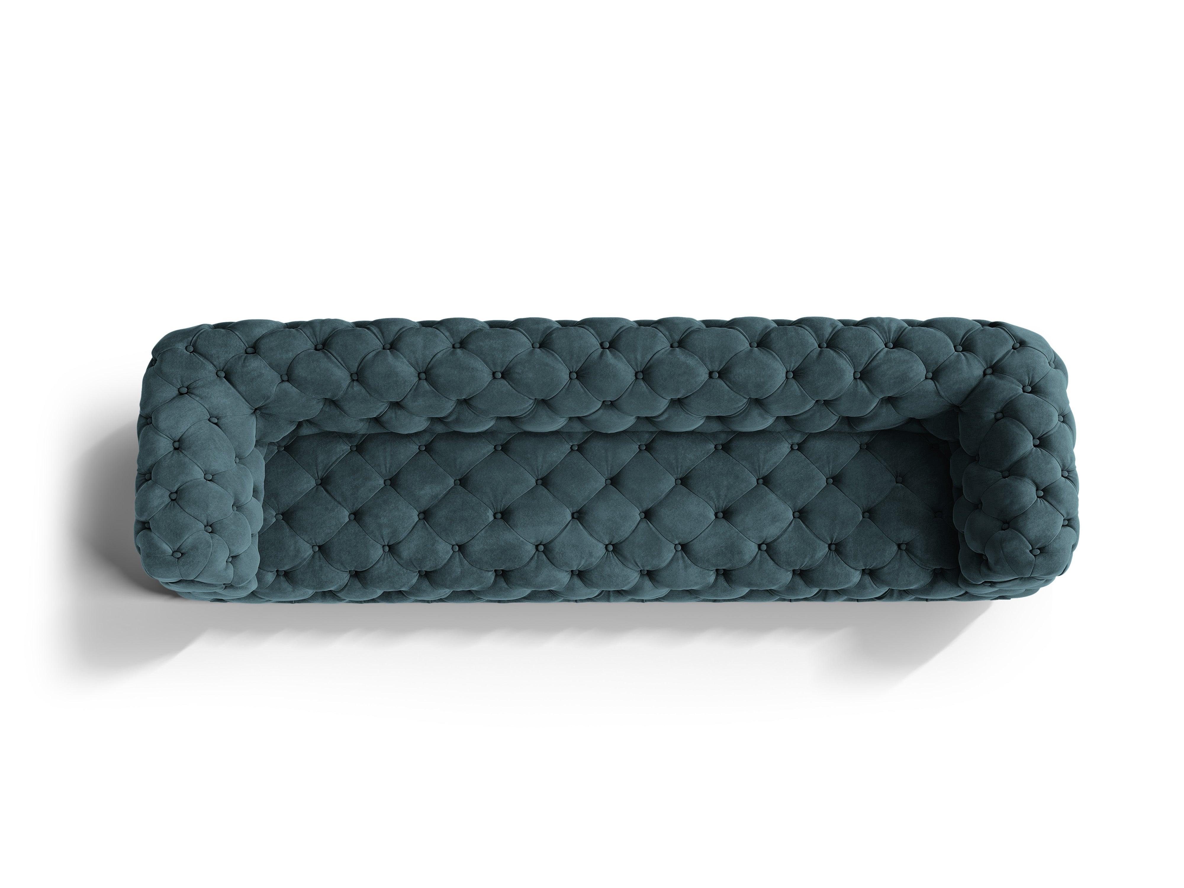 Sofa aksamitna 4-osobowa LOGE petrol do salonu – Windsor & Co