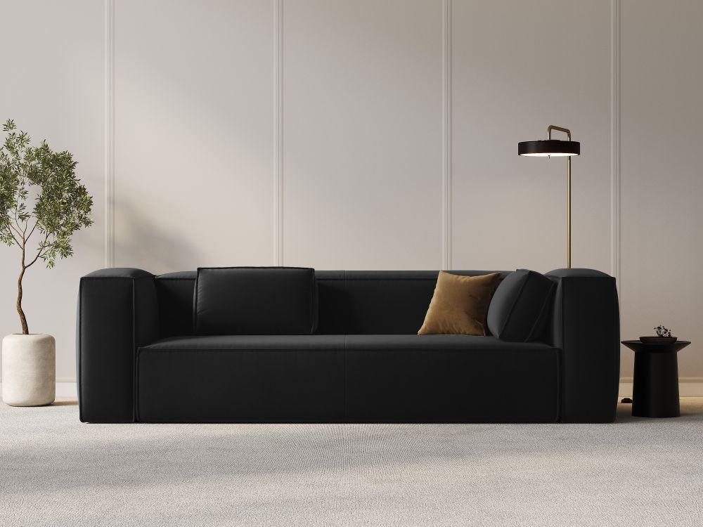 Sofa aksamitna 4-osobowa MACKAY czarny Cosmopolitan Design    Eye on Design
